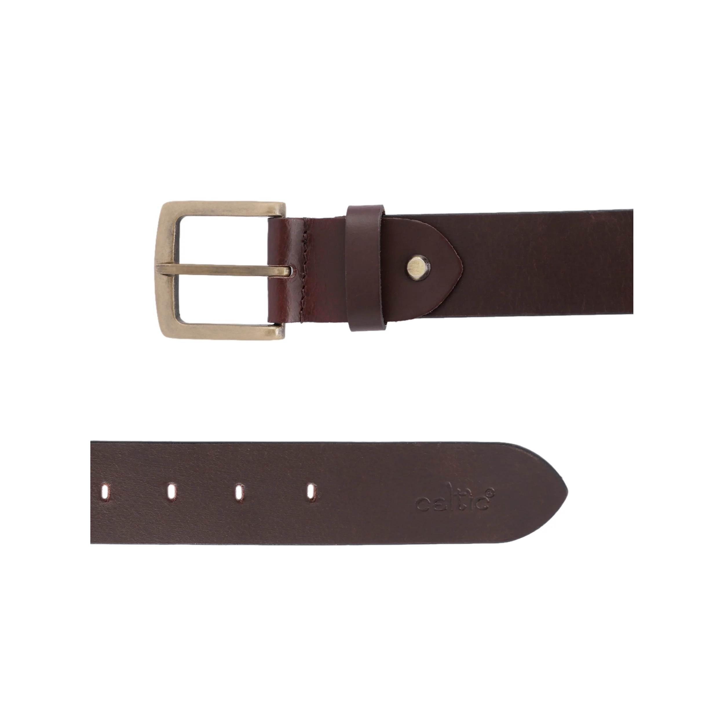 Unisex Handcrafted Brown Leather Belt With Grey Woven Inlay And Vintage Brass Buckle - Image 5
