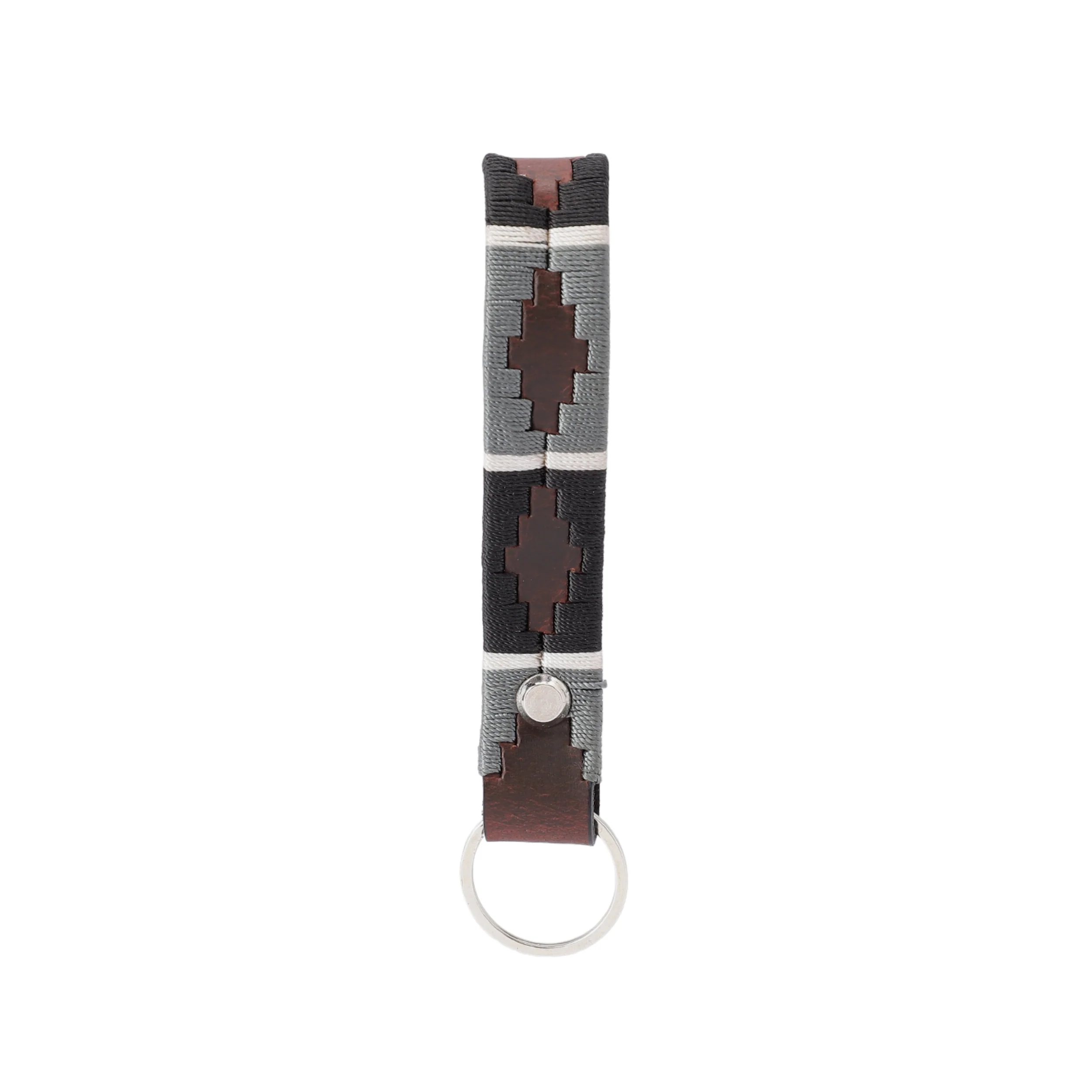 Unisex Handcrafted Brown Leather Belt With Grey Woven Inlay And Vintage Brass Buckle - Image 6