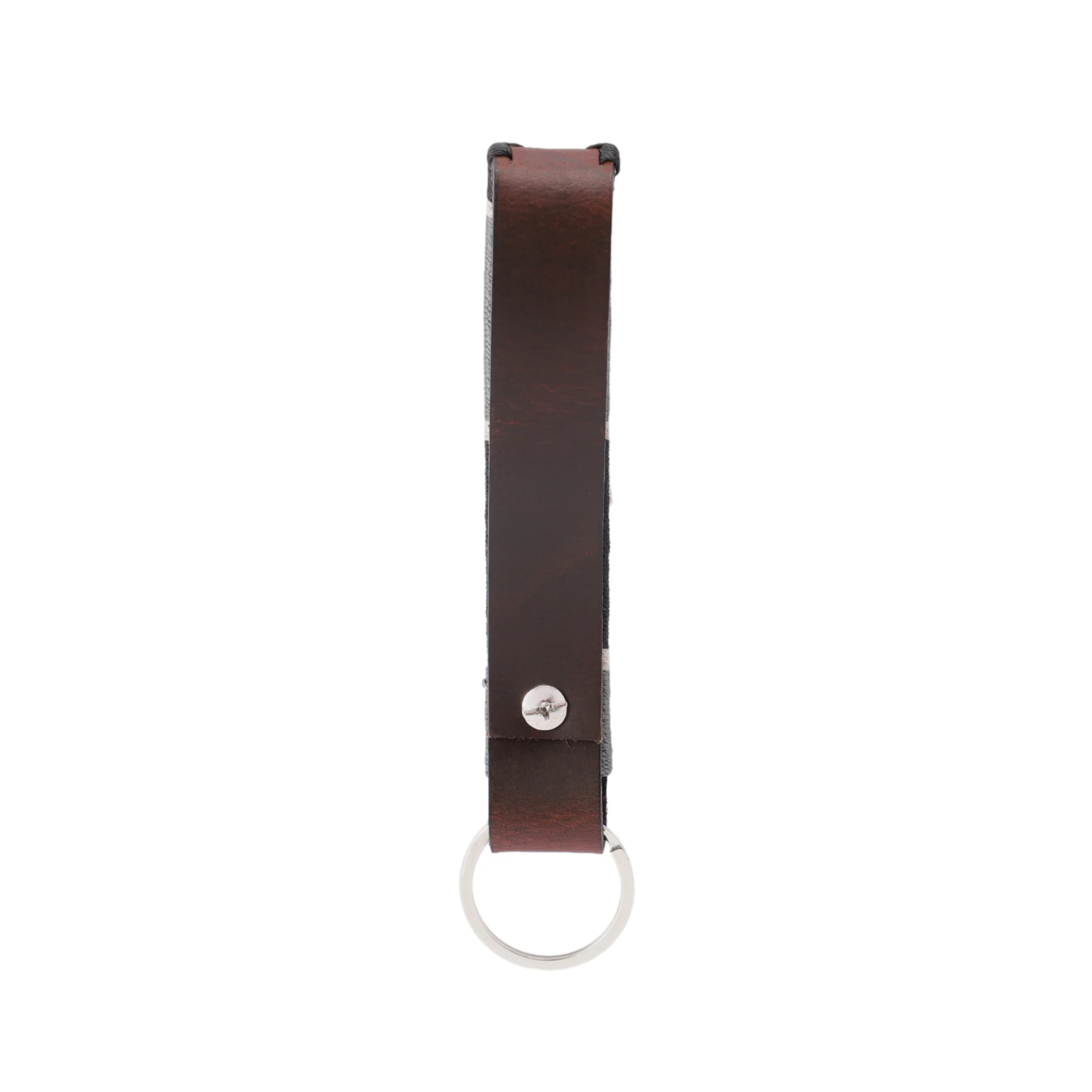 Unisex Handcrafted Brown Leather Belt With Grey Woven Inlay And Vintage Brass Buckle - Image 7