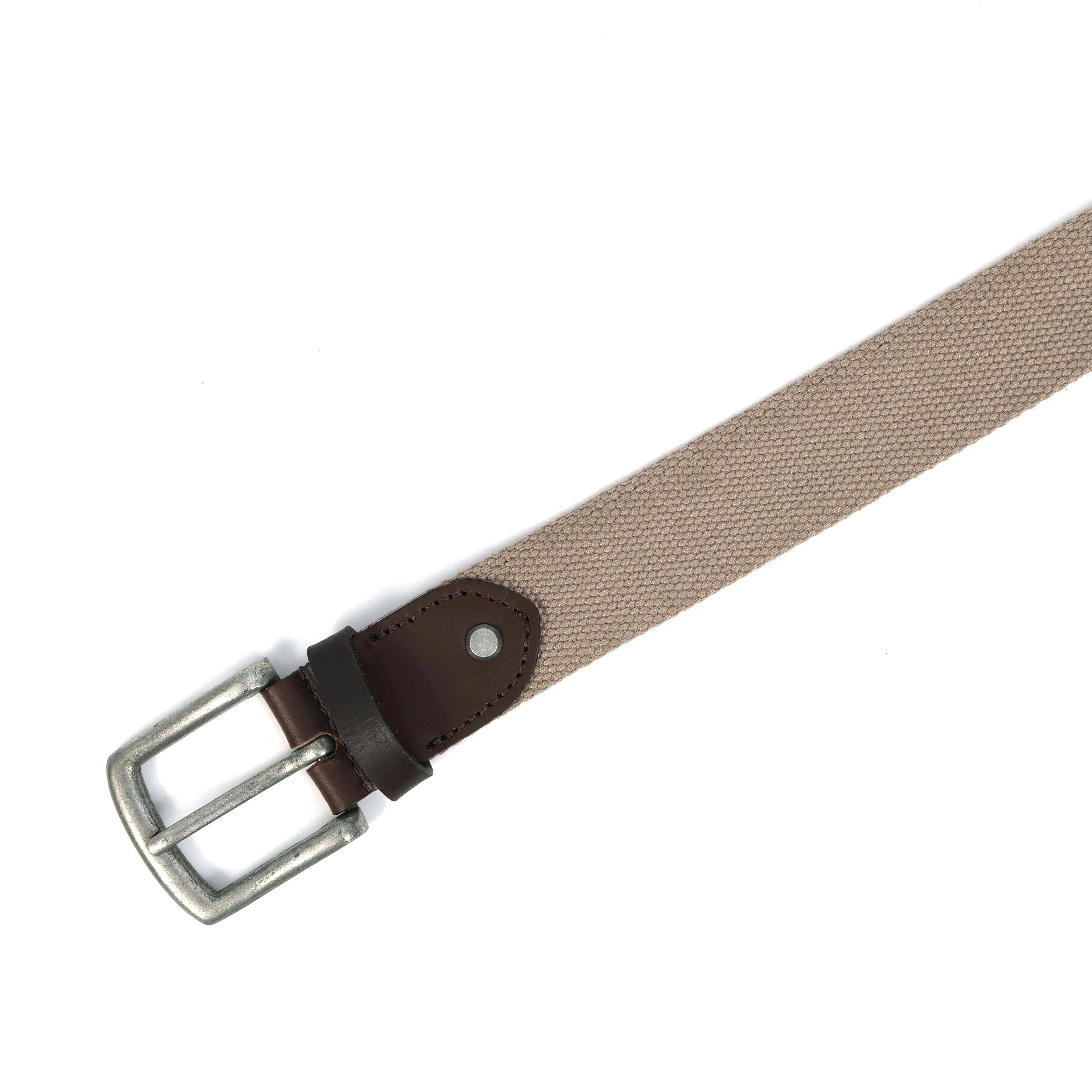 Unisex Genuine Leather Canvas Beige Brown Waist Accessory Metal Buckle Casual - Image 5
