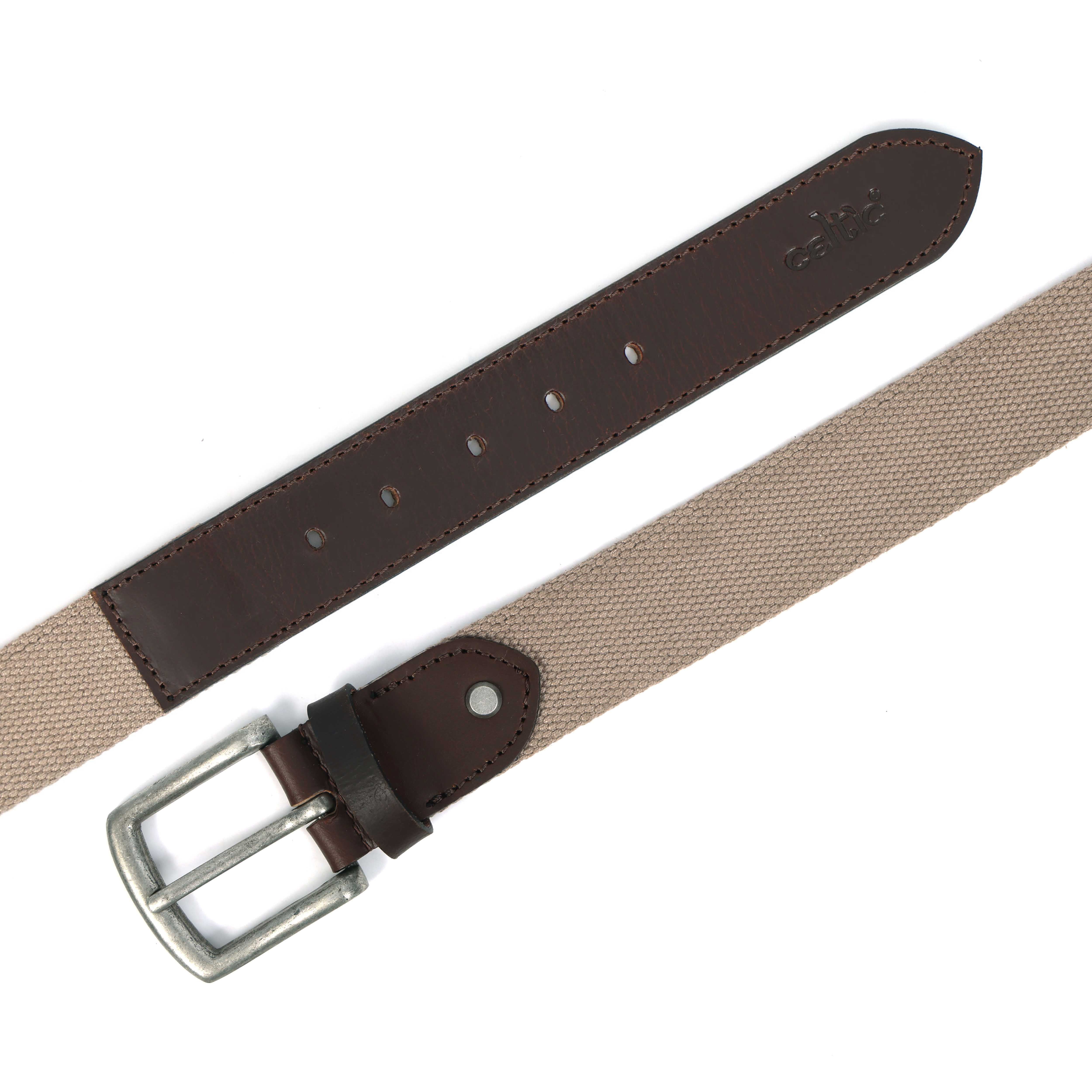 Unisex Genuine Leather Canvas Beige Brown Waist Accessory Metal Buckle Casual - Image 6