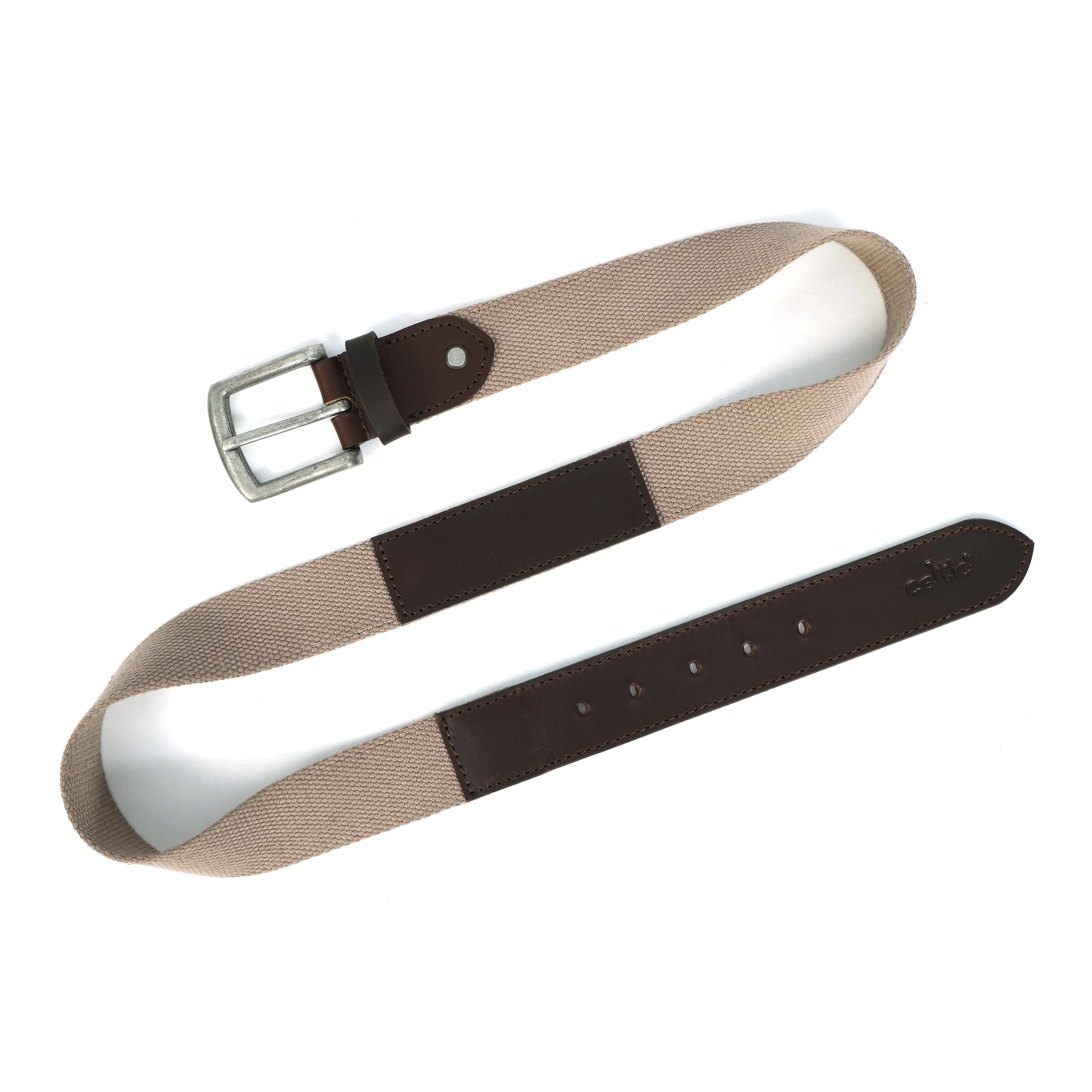 Unisex Genuine Leather Canvas Beige Brown Waist Accessory Metal Buckle Casual - Image 7