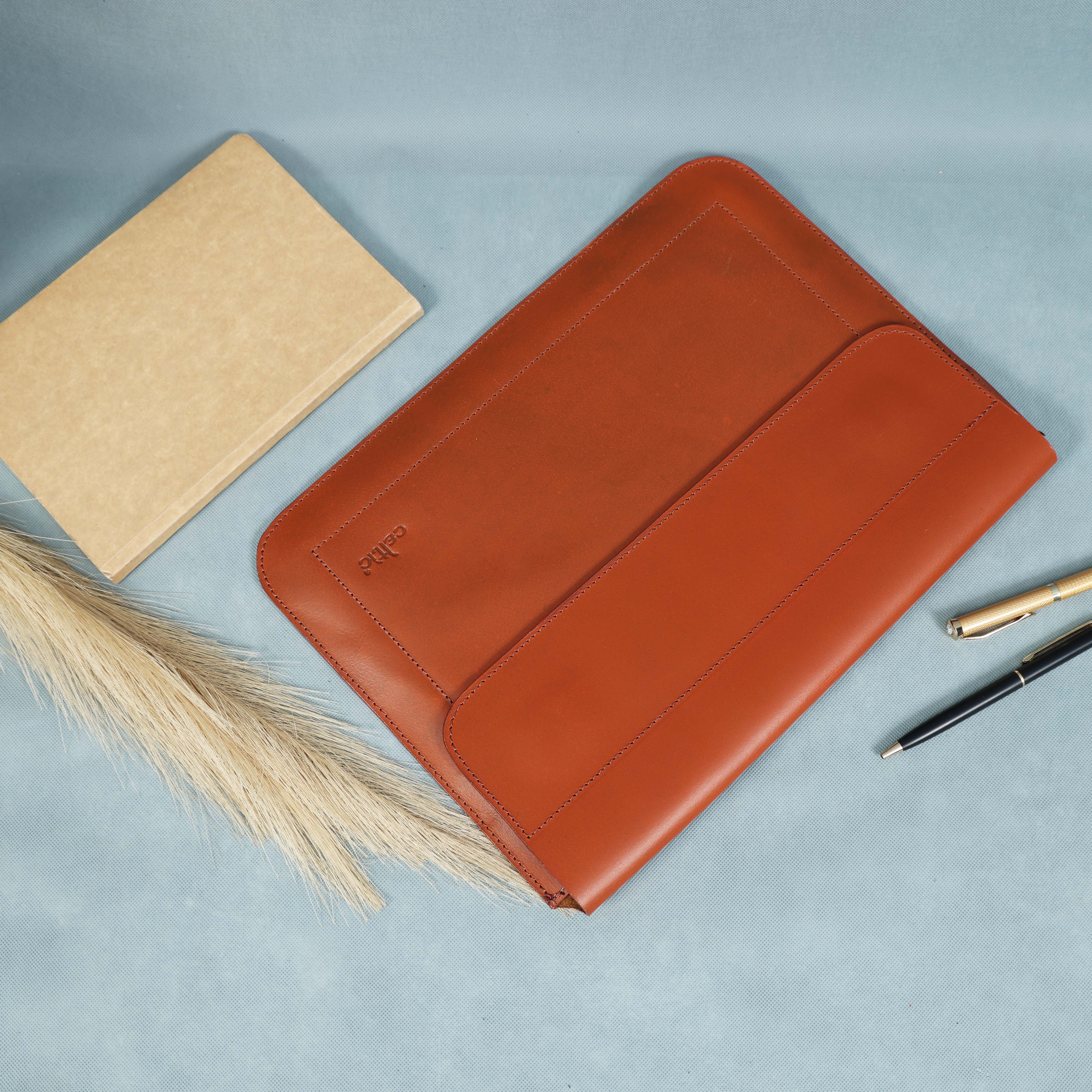 Premium Genuine Leather iPad Sleeve with Magnetic Flap Closure & Soft Suede Lining - Image 13