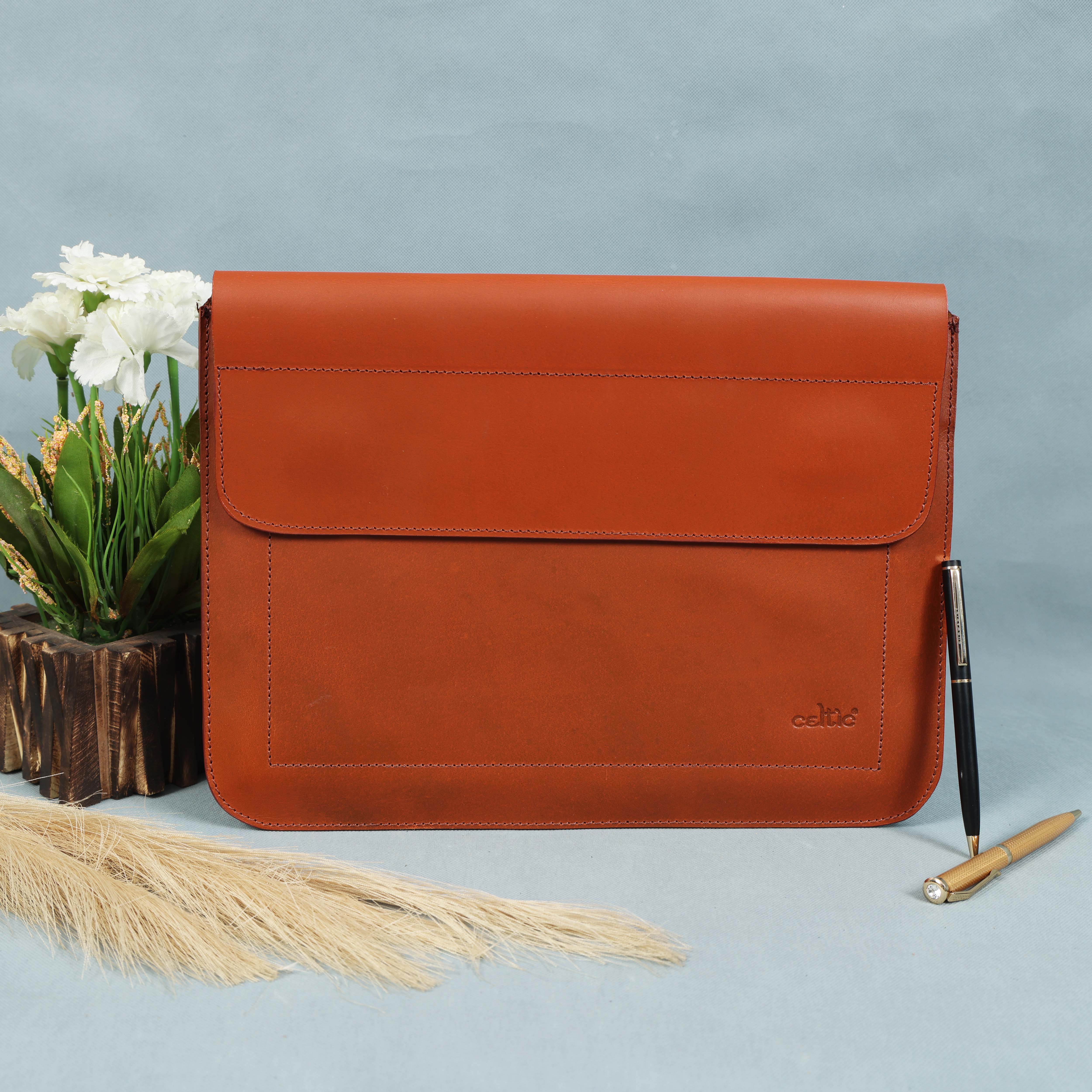 Premium Genuine Leather iPad Sleeve with Magnetic Flap Closure & Soft Suede Lining - Image 14