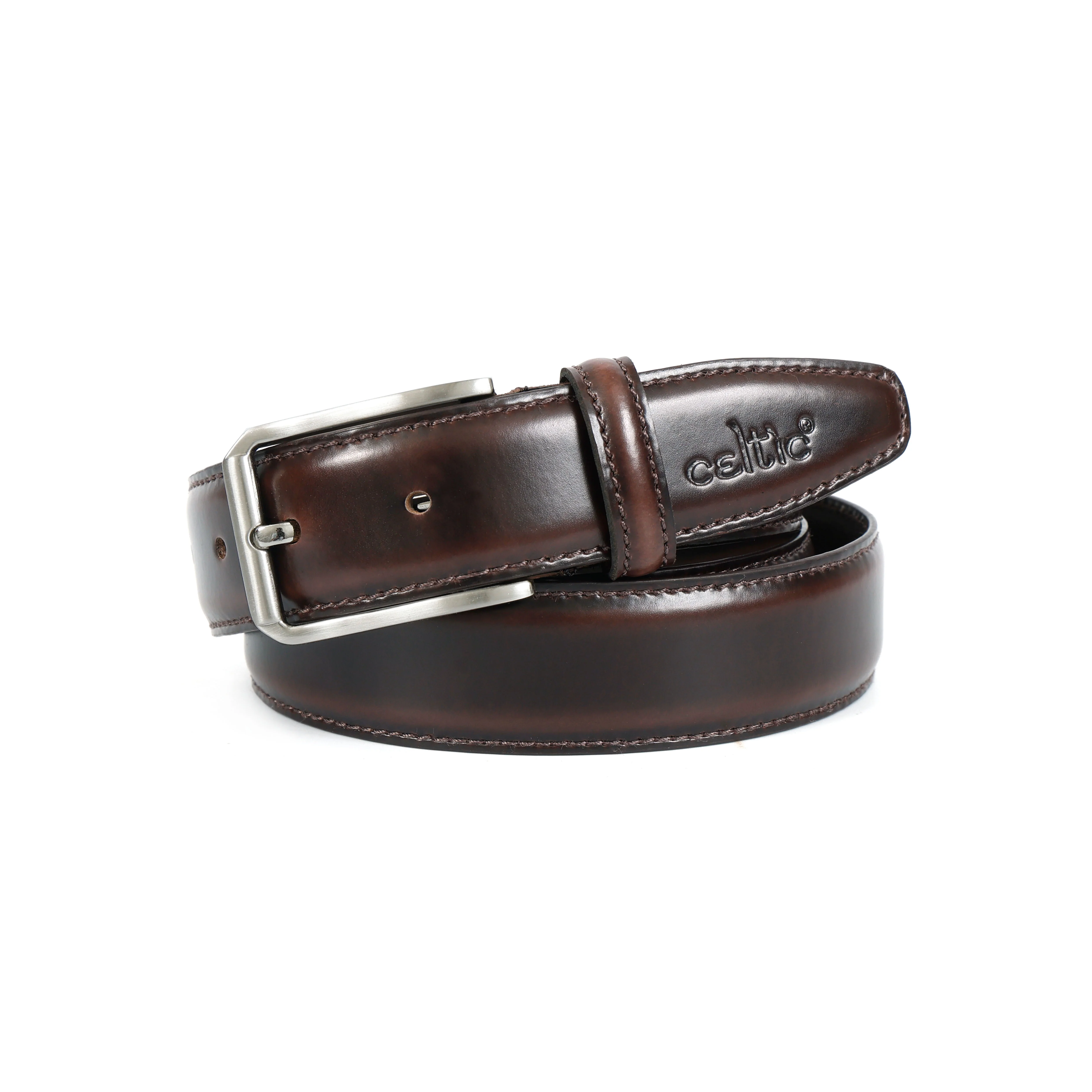 Premium Genuine Handcrafted Unisex Brown Leather Belt with Classic Silver Buckle - Image 3