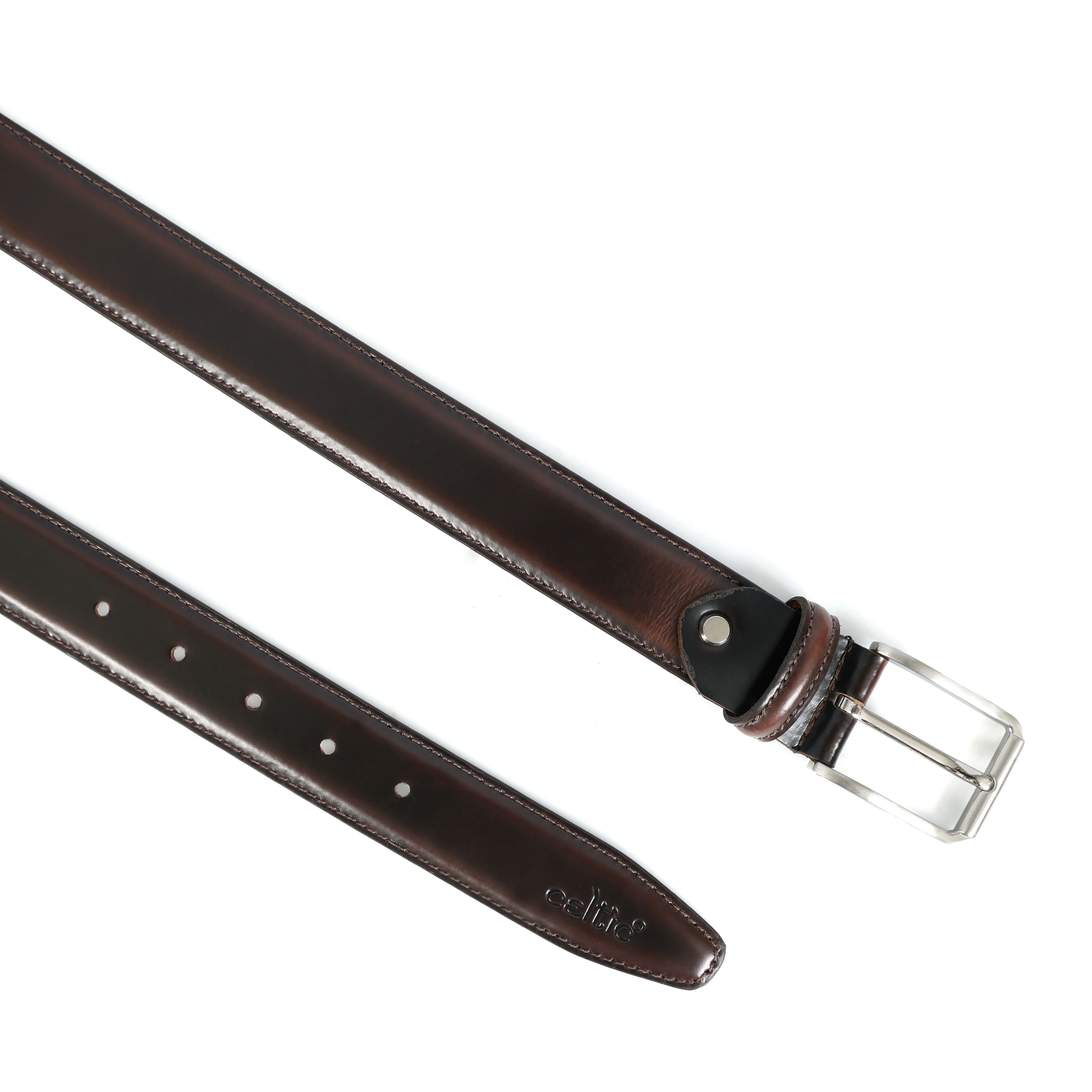 Premium Genuine Handcrafted Unisex Brown Leather Belt with Classic Silver Buckle - Image 4