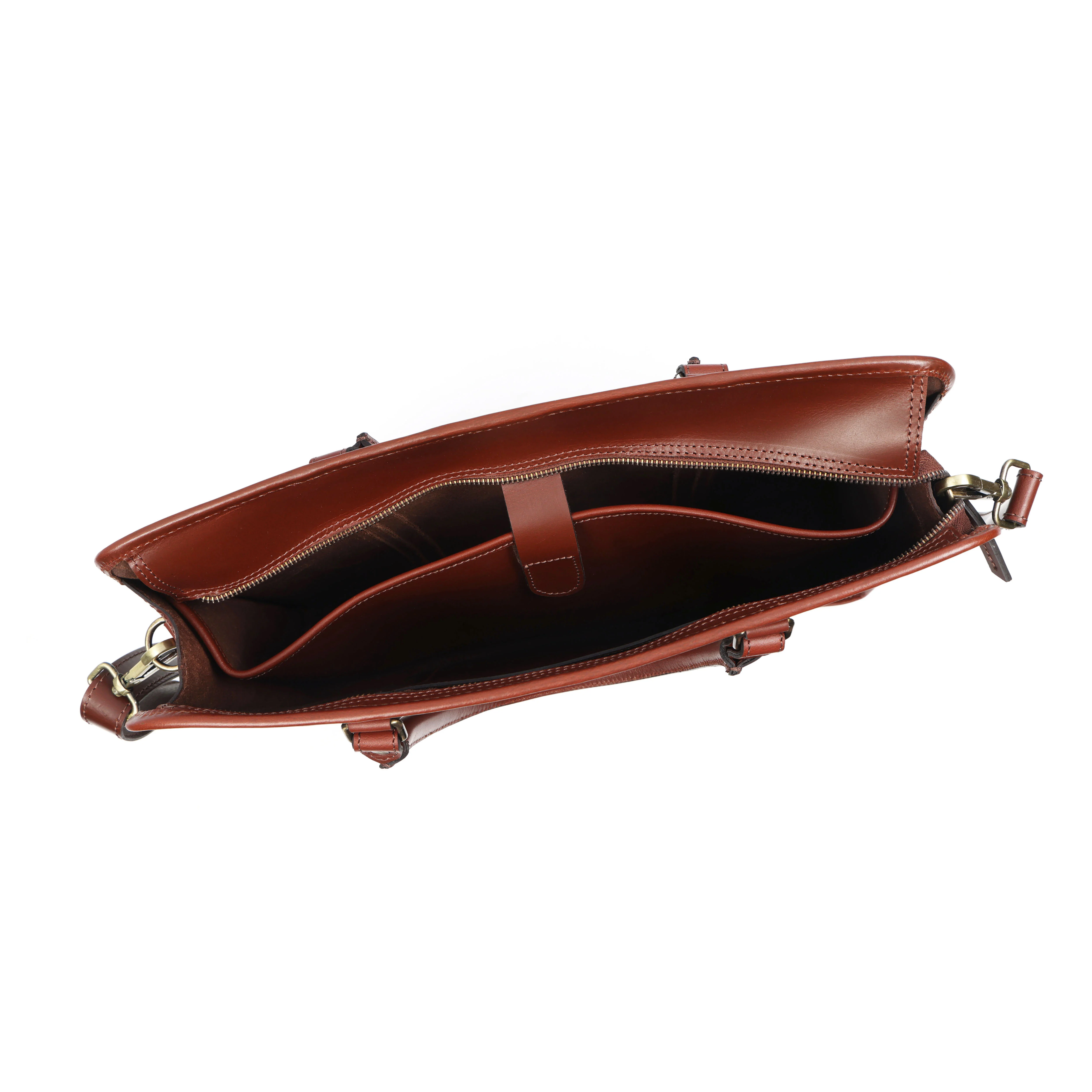 Premium Full-Grain Leather Laptop Briefcase with Zip Closure & Detachable Shoulder Strap - Image 4