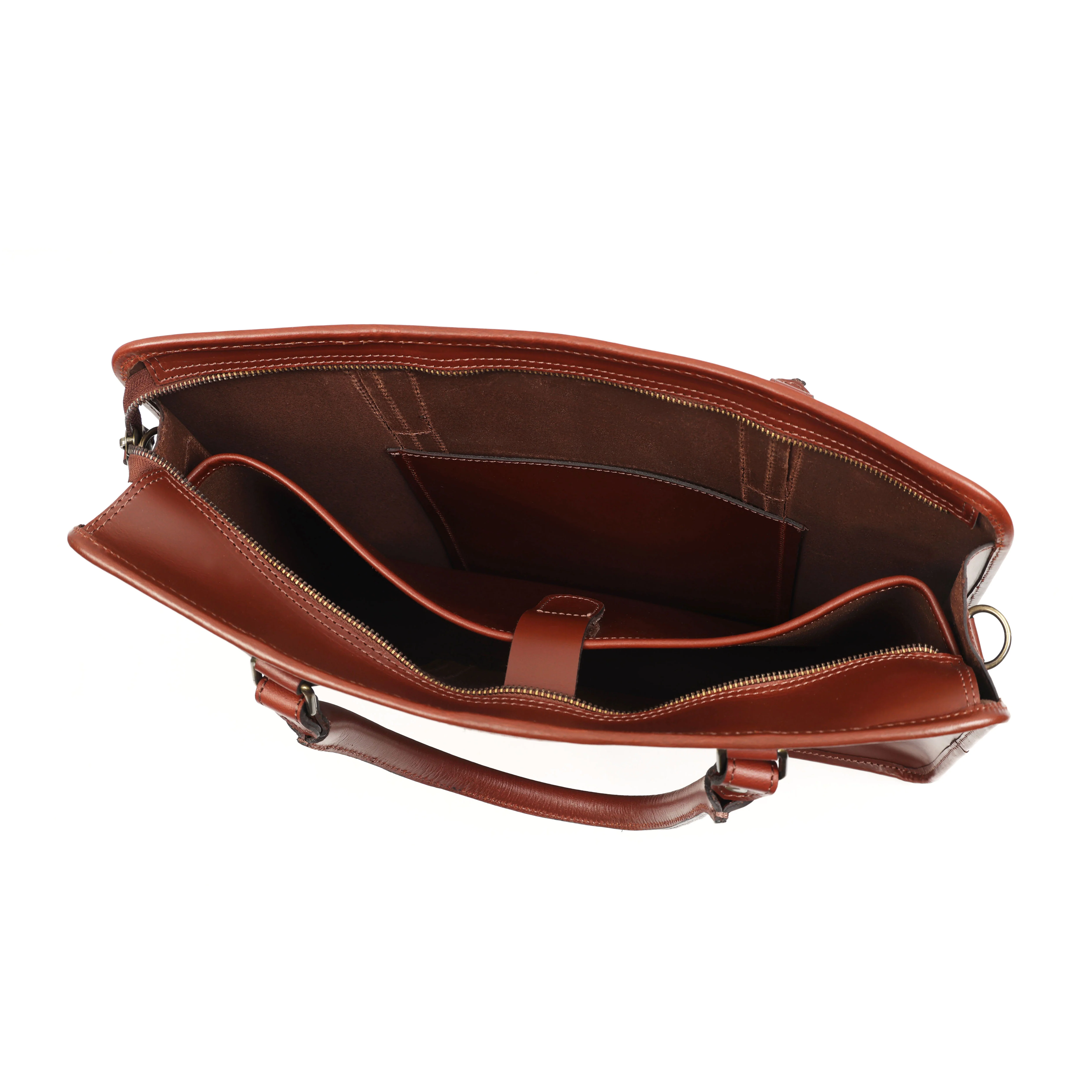 Premium Full-Grain Leather Laptop Briefcase with Zip Closure & Detachable Shoulder Strap - Image 5