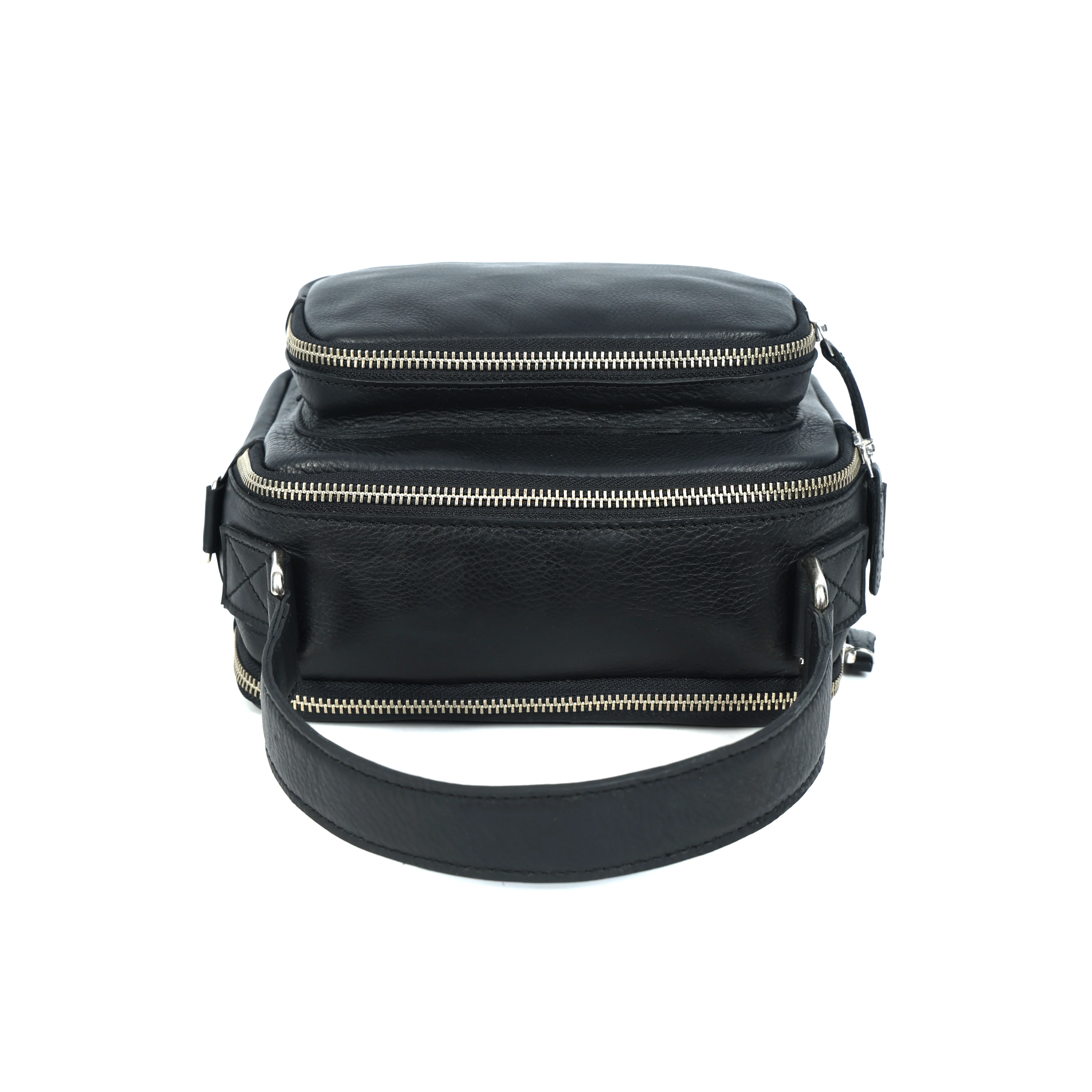 Premium Export Quality Genuine Leather Crossbody Bag with Dual Zip Pockets & Strap - Image 3