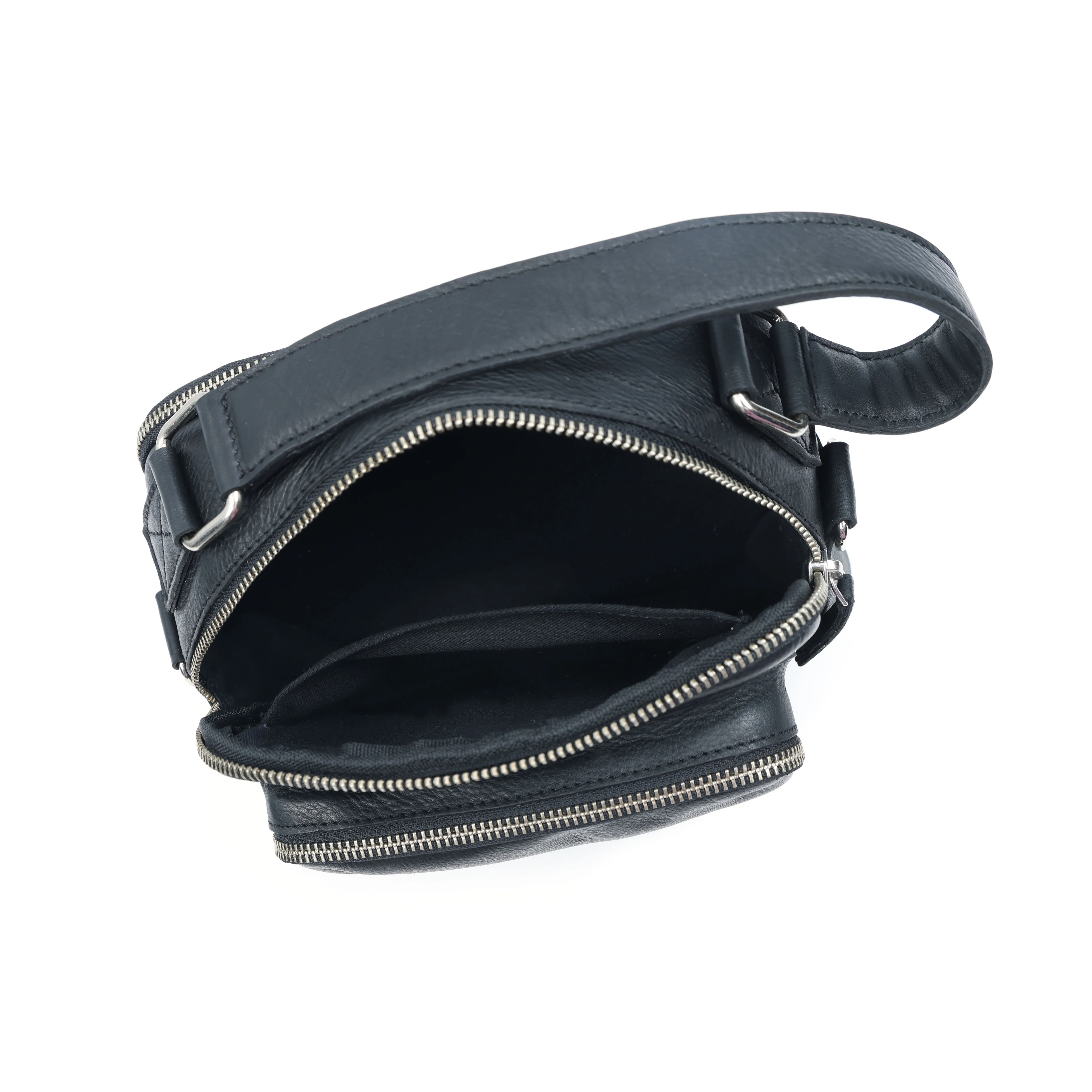 Premium Export Quality Genuine Leather Crossbody Bag with Dual Zip Pockets & Strap - Image 5