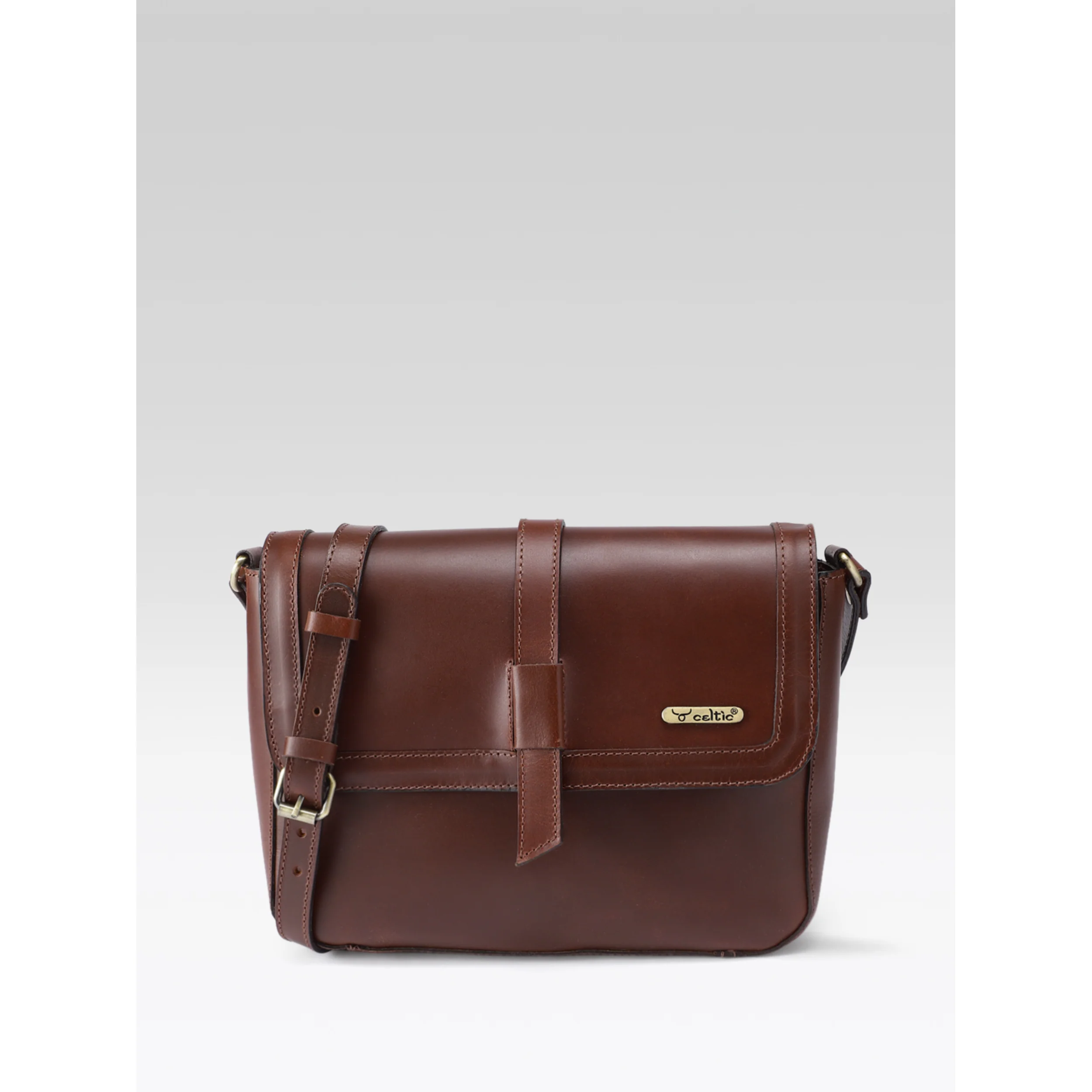 Premium Genuine Leather Sling Bag with Flap Closure, & Adjustable Strap - Image 11