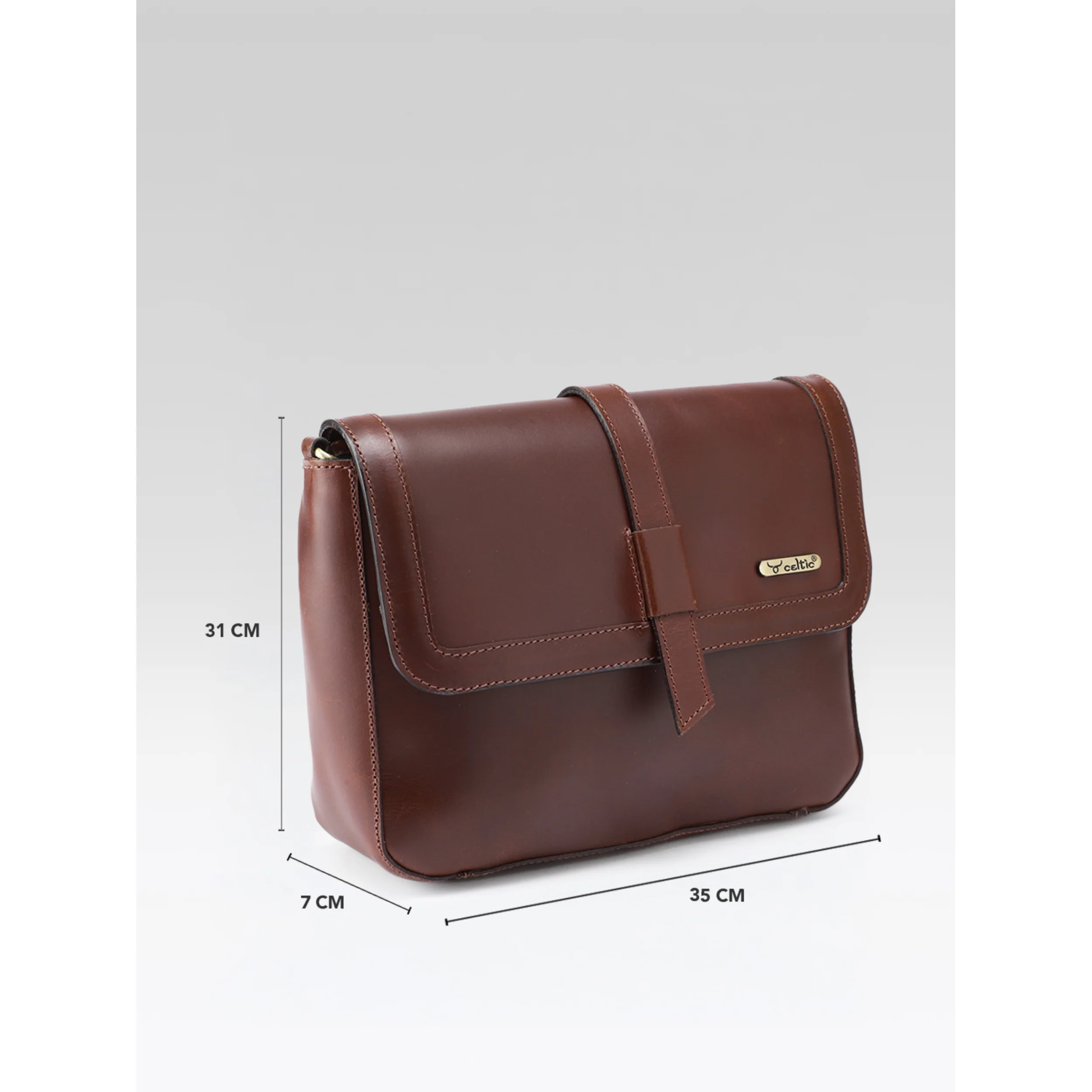 Premium Genuine Leather Sling Bag with Flap Closure, & Adjustable Strap - Image 12