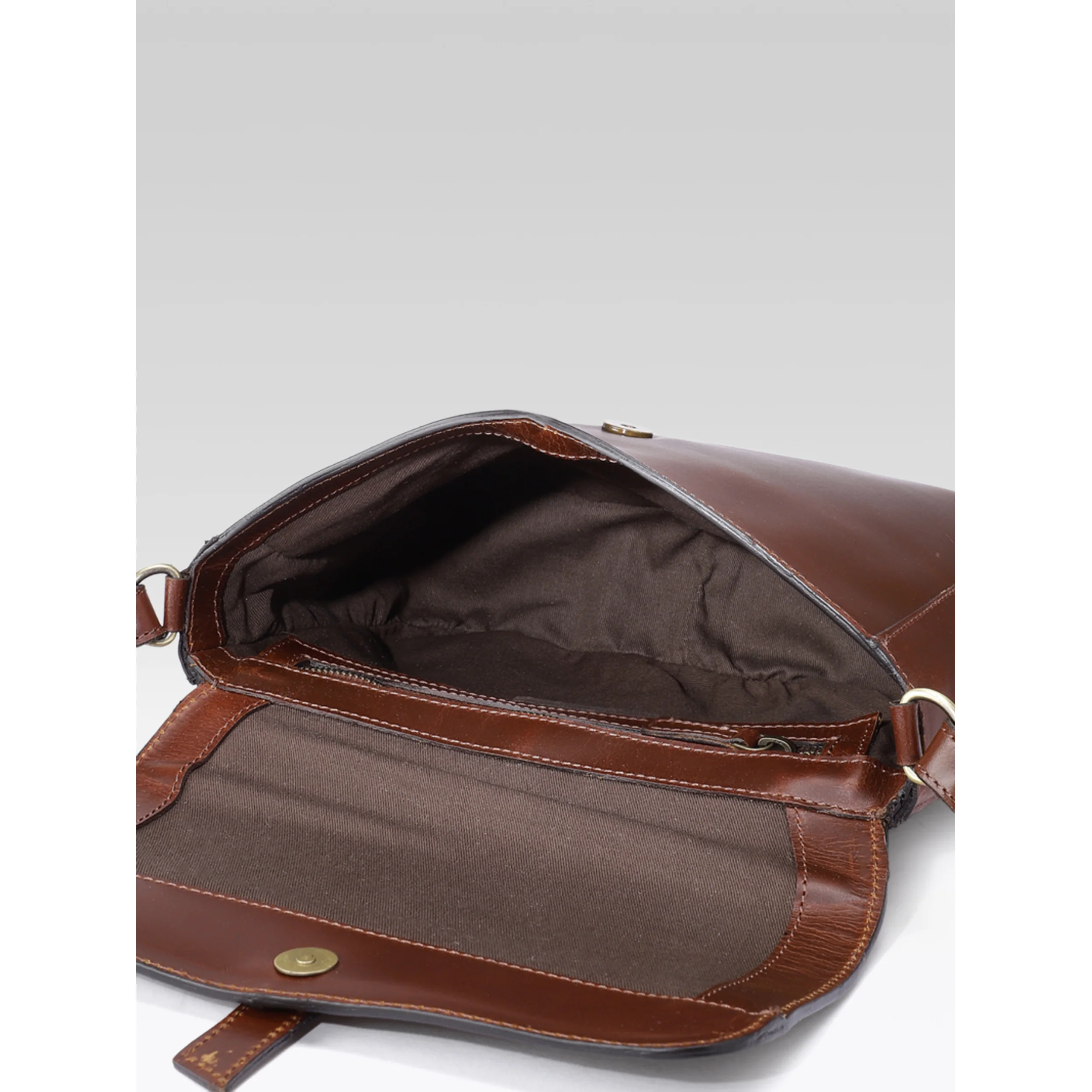 Premium Genuine Leather Sling Bag with Flap Closure, & Adjustable Strap - Image 15