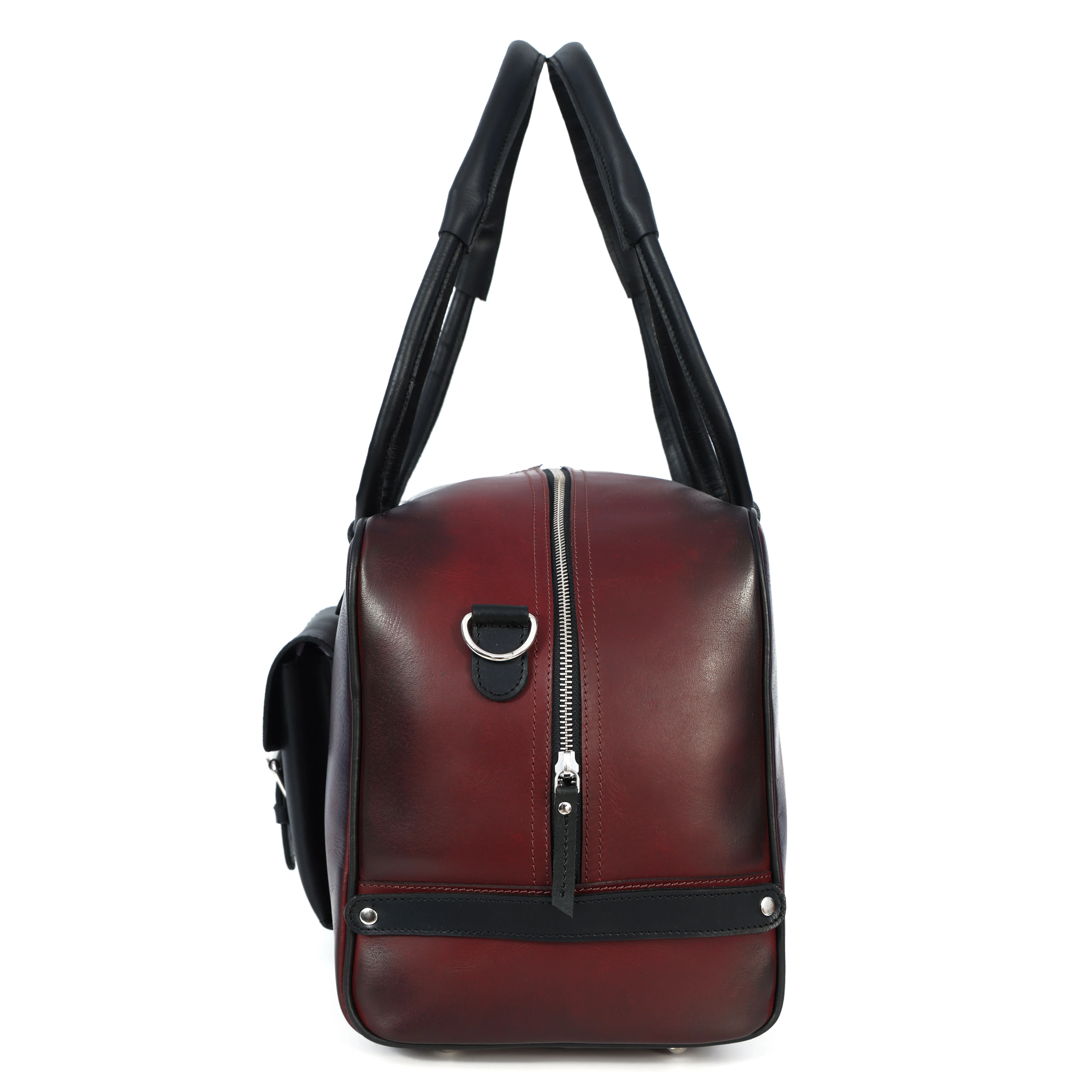 Premium Genuine Leather Travel Duffel Bag with Front Buckle Pocket & Dual Carry Straps - Image 3