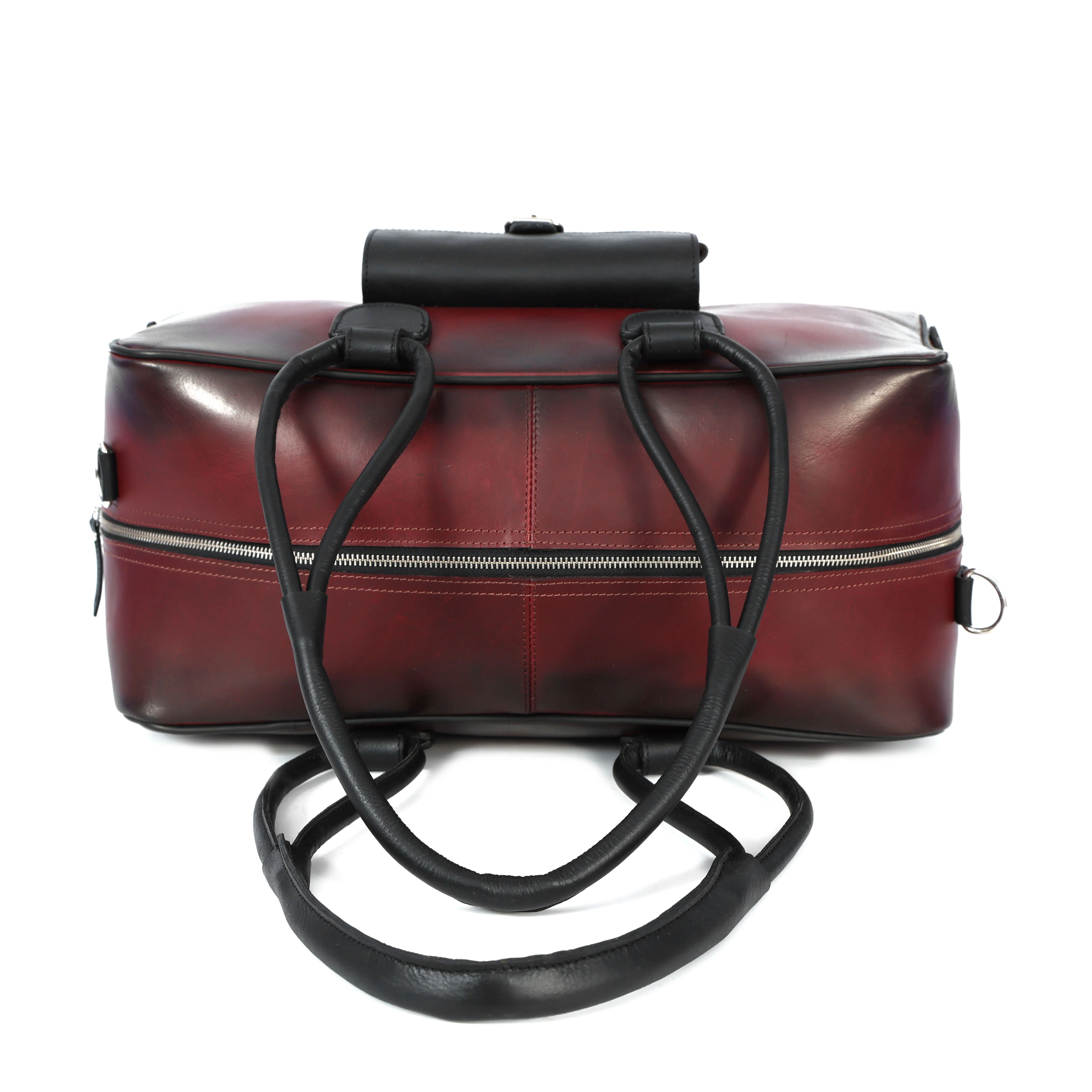 Premium Genuine Leather Travel Duffel Bag with Front Buckle Pocket & Dual Carry Straps - Image 5