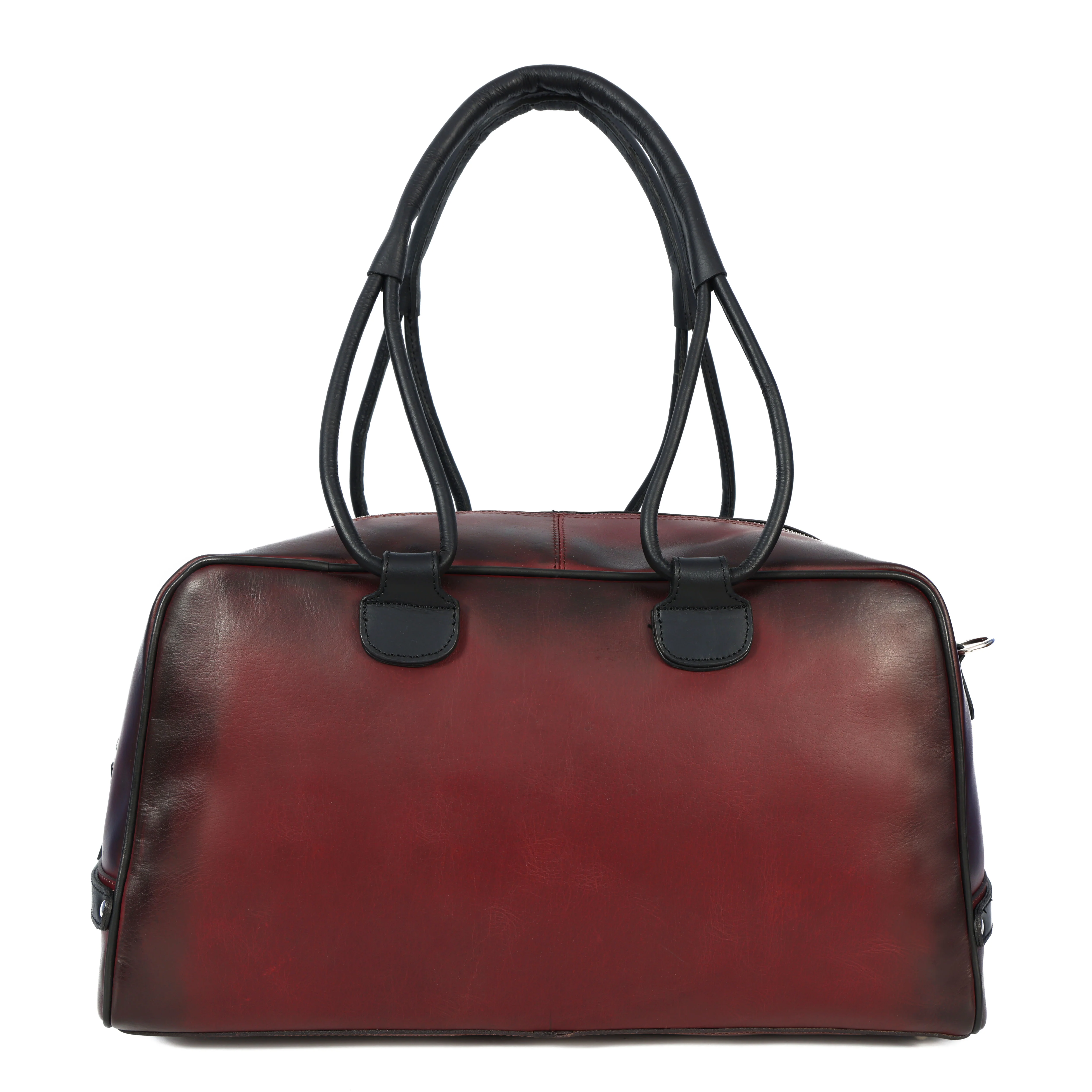 Premium Genuine Leather Travel Duffel Bag with Front Buckle Pocket & Dual Carry Straps - Image 6