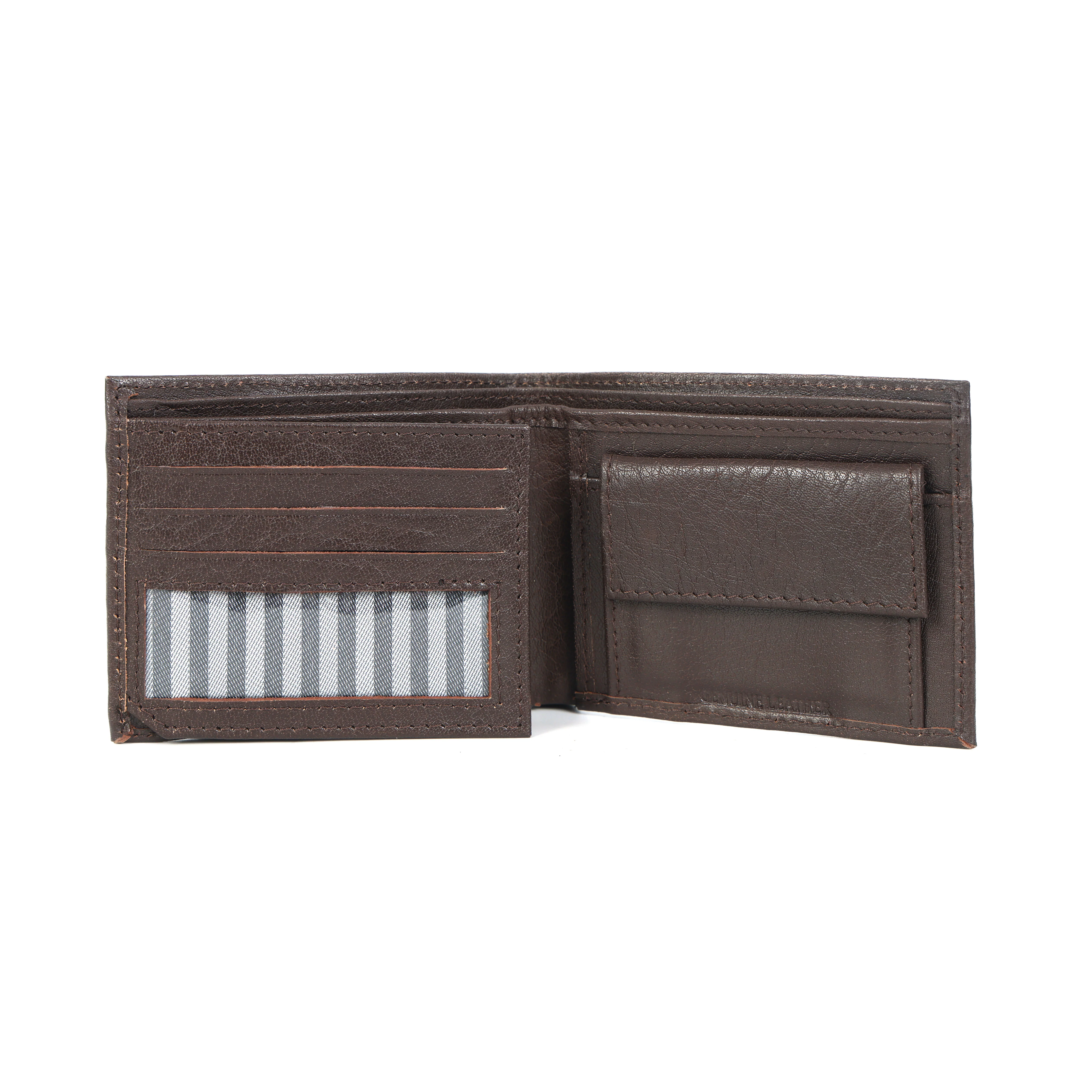 Premium Genuine Leather Bi-Fold Wallet with Flip ID Window - Image 4