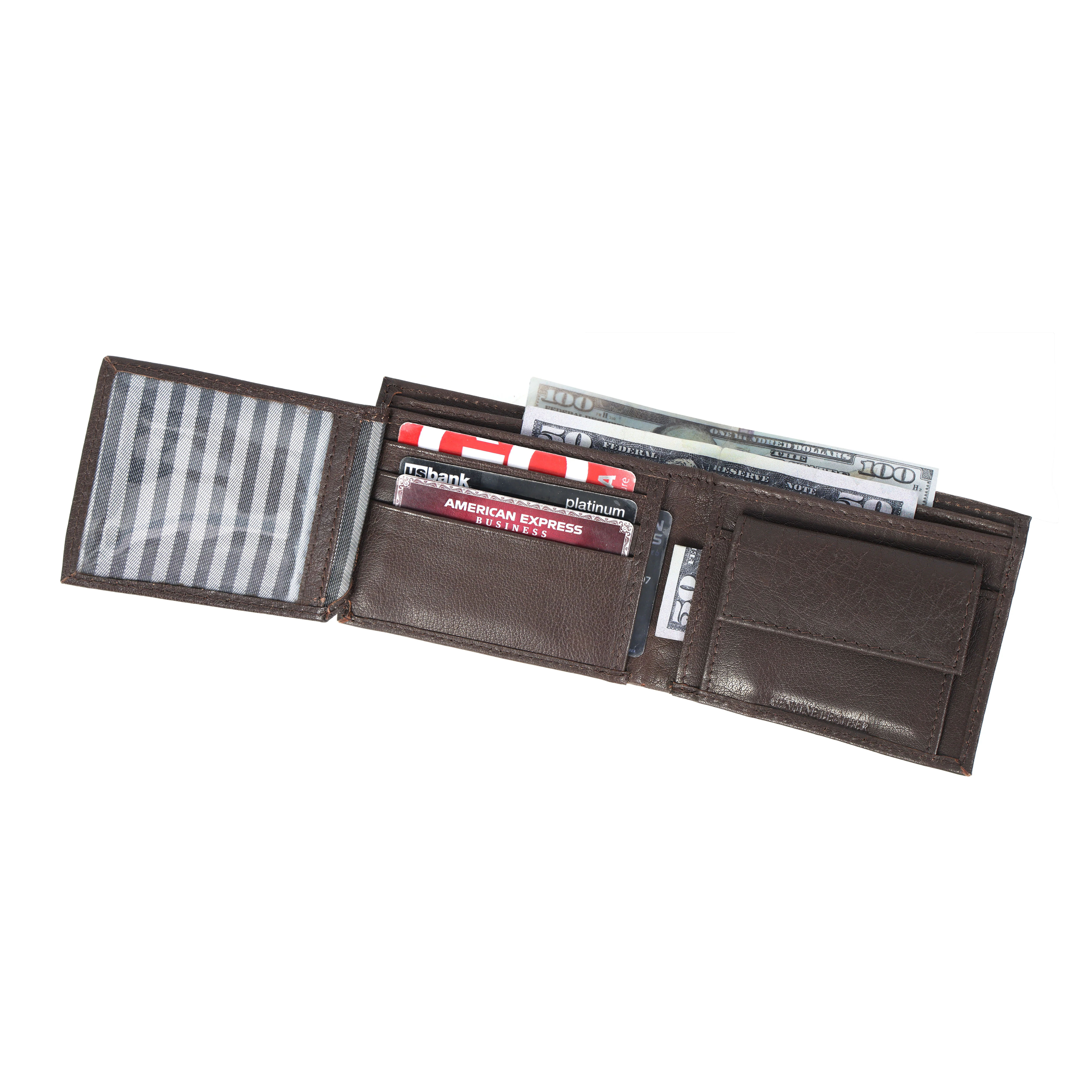 Premium Genuine Leather Bi-Fold Wallet with Flip ID Window - Image 7