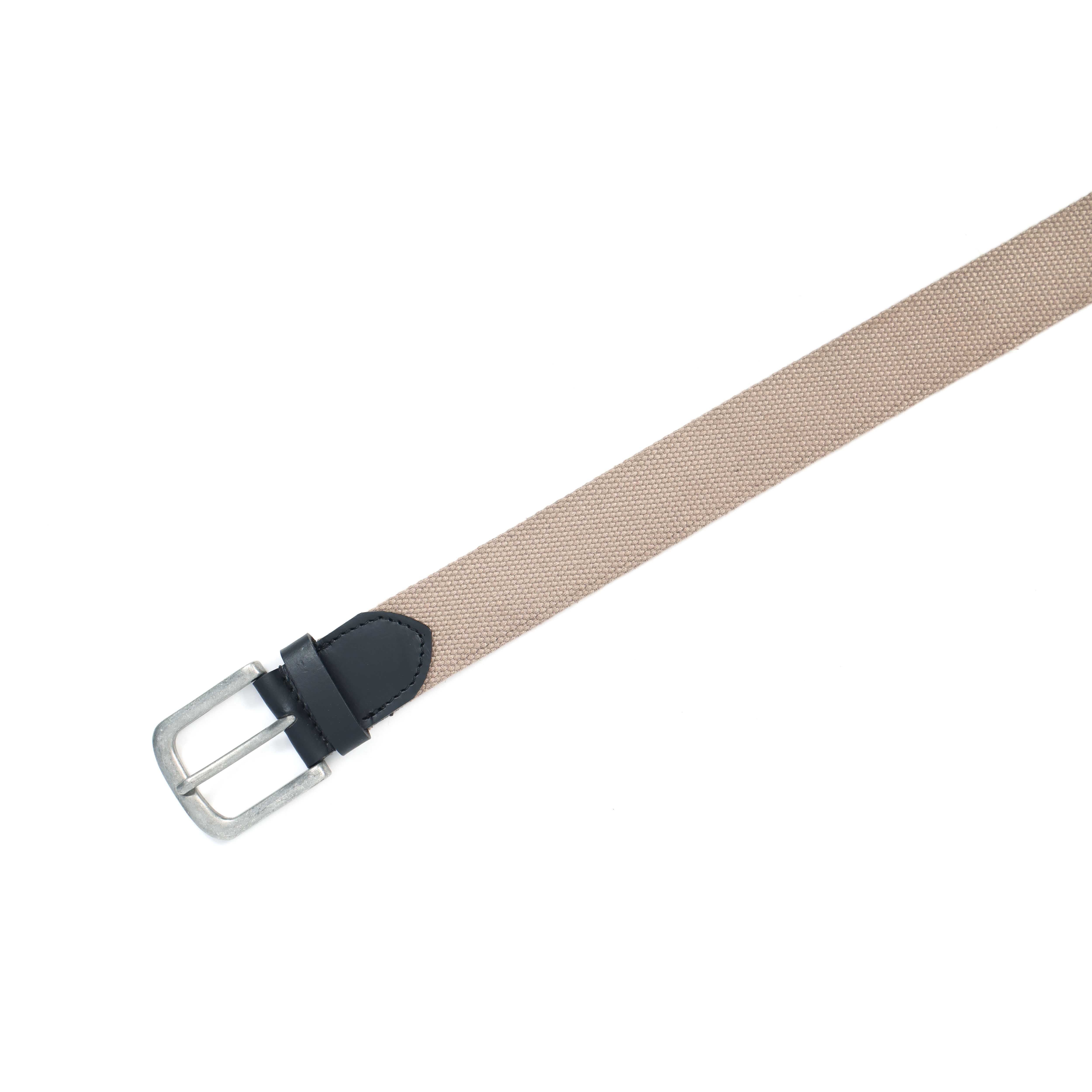 Unisex Genuine Leather Canvas Beige Black Waist Accessory Metal Buckle Casual - Image 4