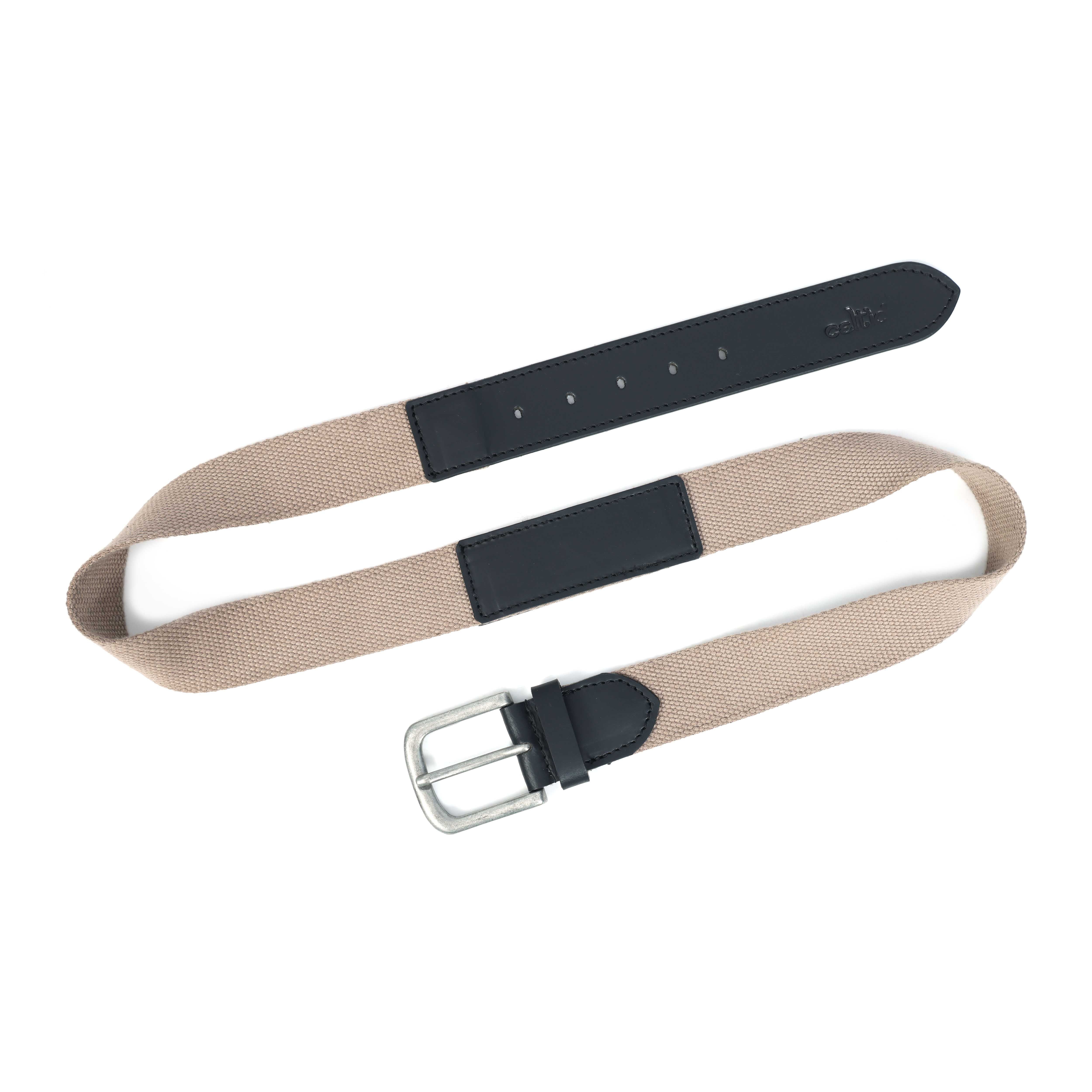 Unisex Genuine Leather Canvas Beige Black Waist Accessory Metal Buckle Casual - Image 5
