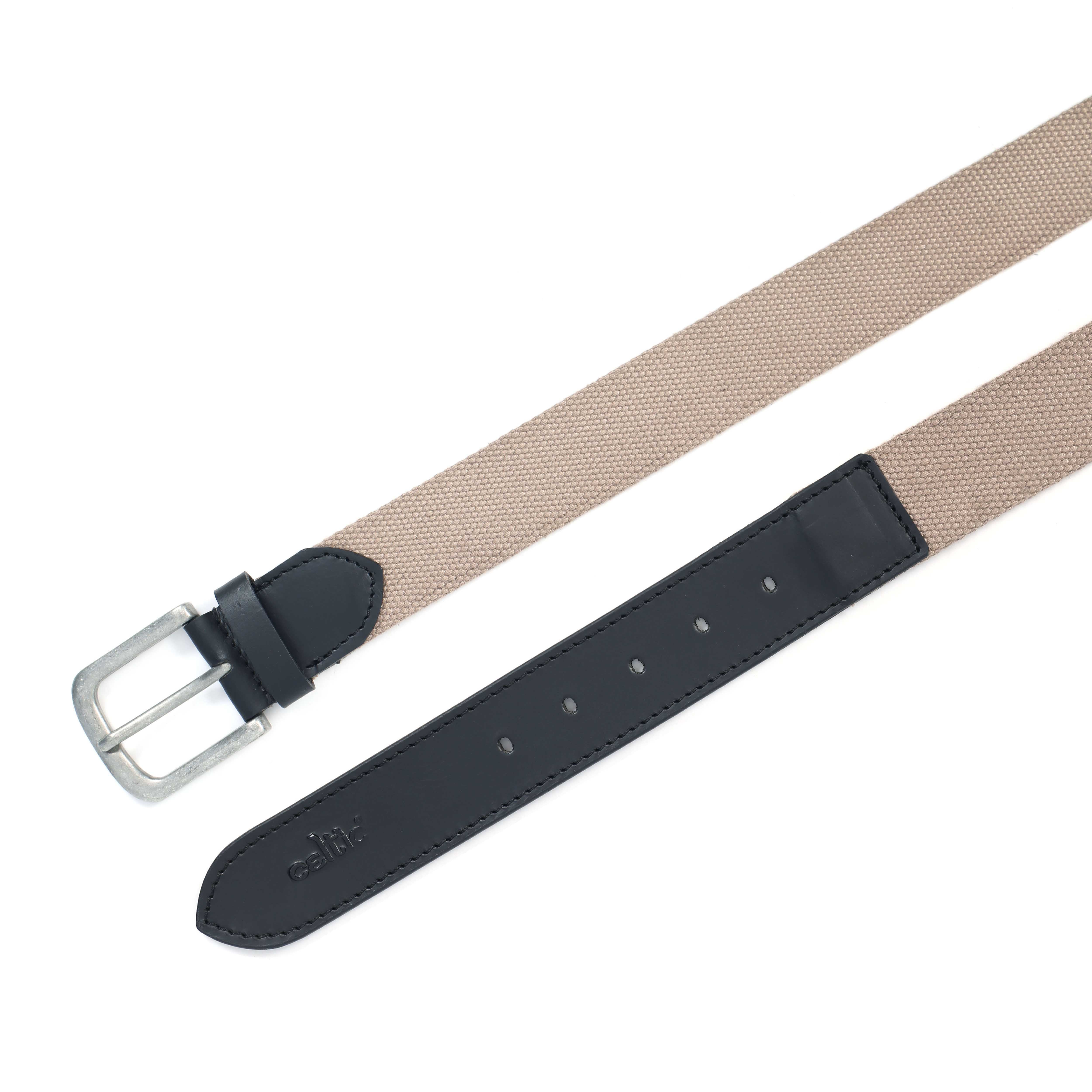 Unisex Genuine Leather Canvas Beige Black Waist Accessory Metal Buckle Casual - Image 6