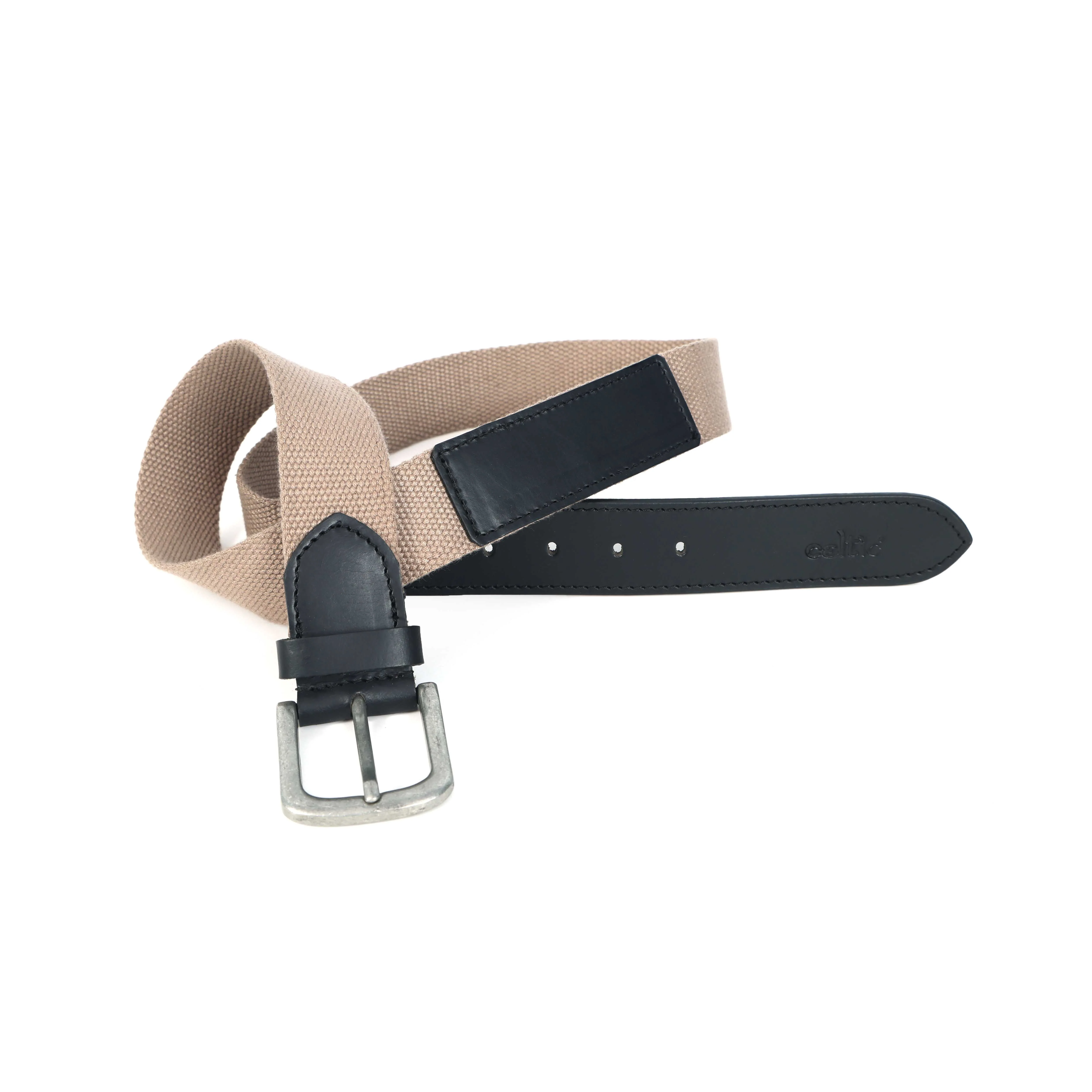 Unisex Genuine Leather Canvas Beige Black Waist Accessory Metal Buckle Casual - Image 7