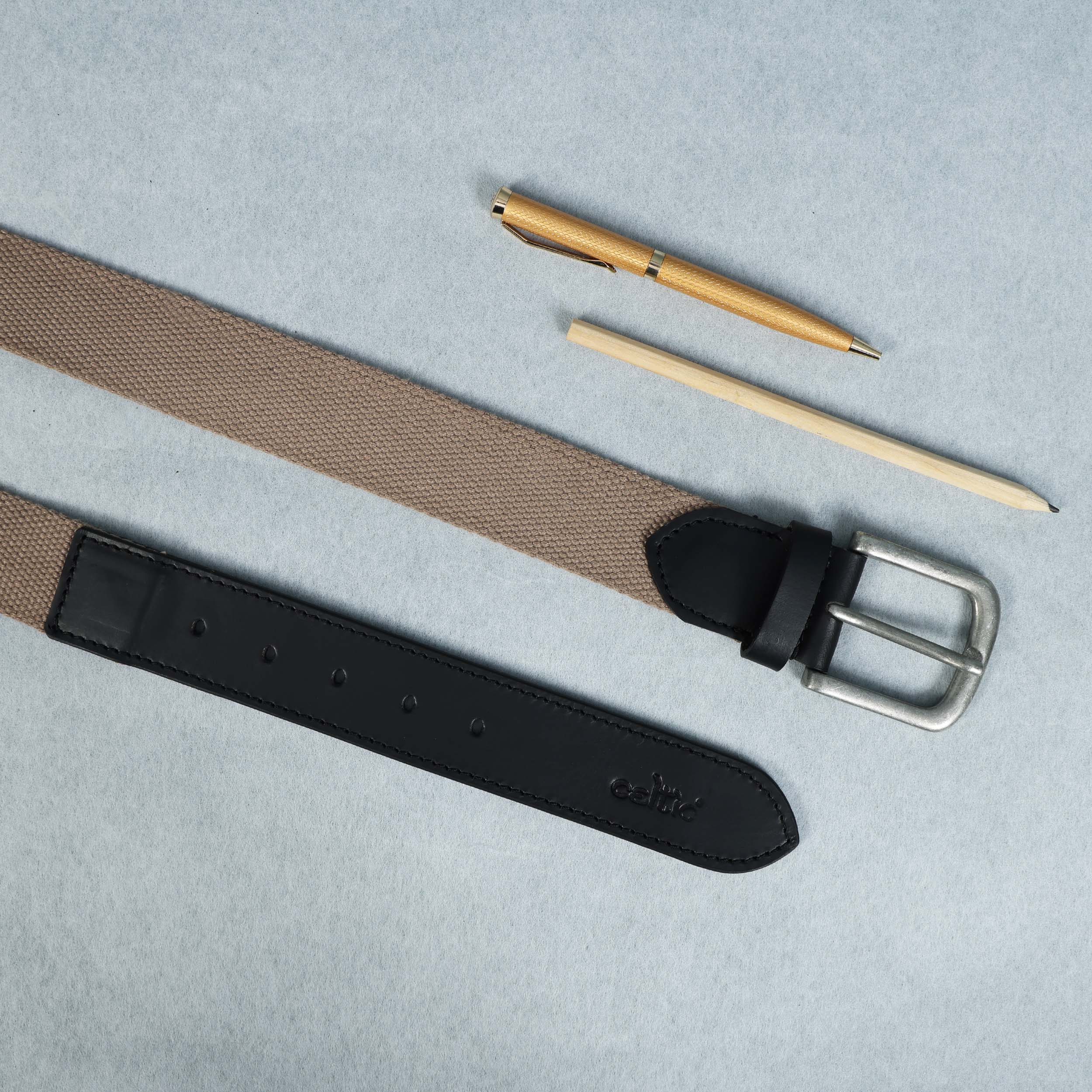 Unisex Genuine Leather Canvas Beige Black Waist Accessory Metal Buckle Casual - Image 8
