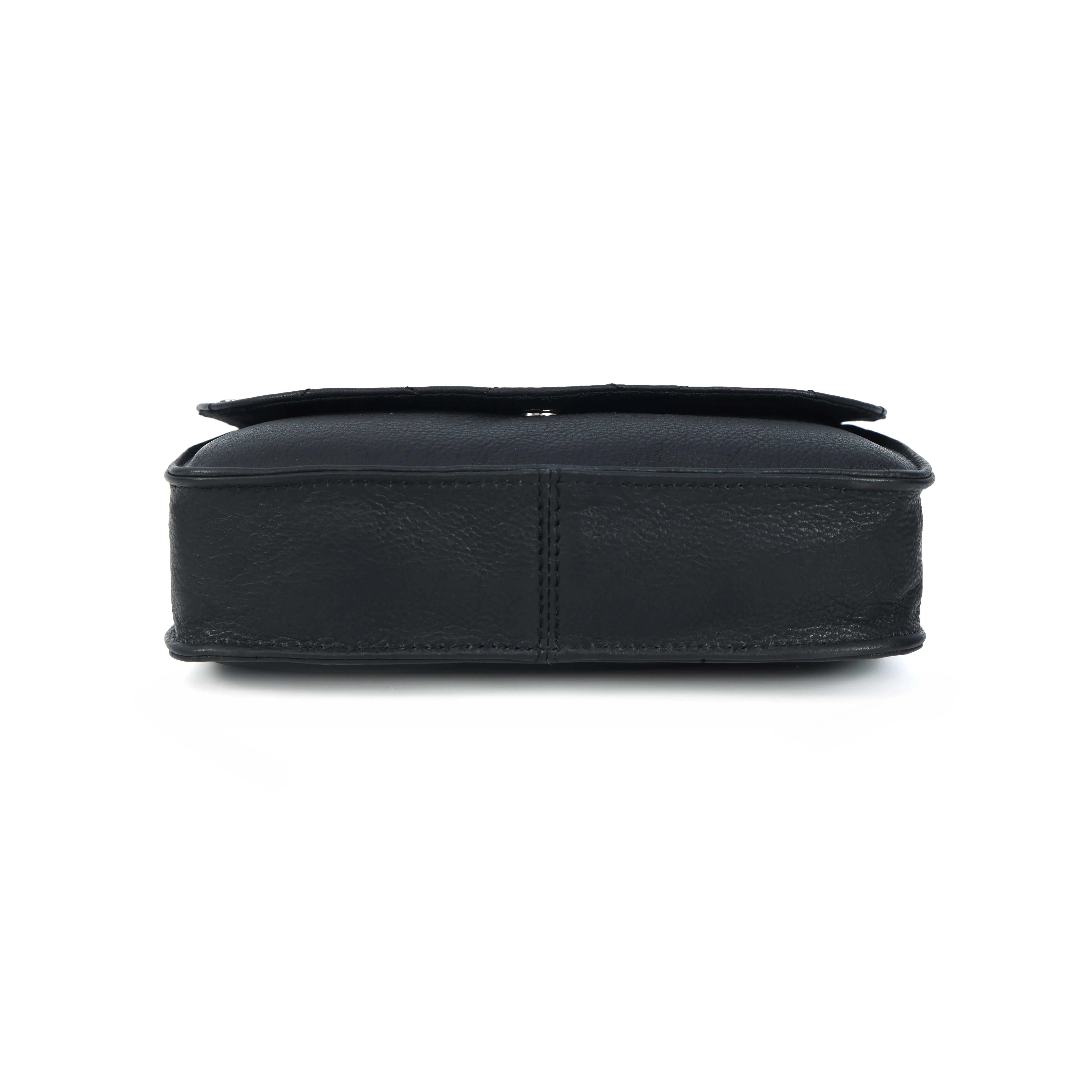 Premium  Quilted Leather Crossbody Bag with Stud Detail, Zip Pocket & Detachable Strap - Image 19