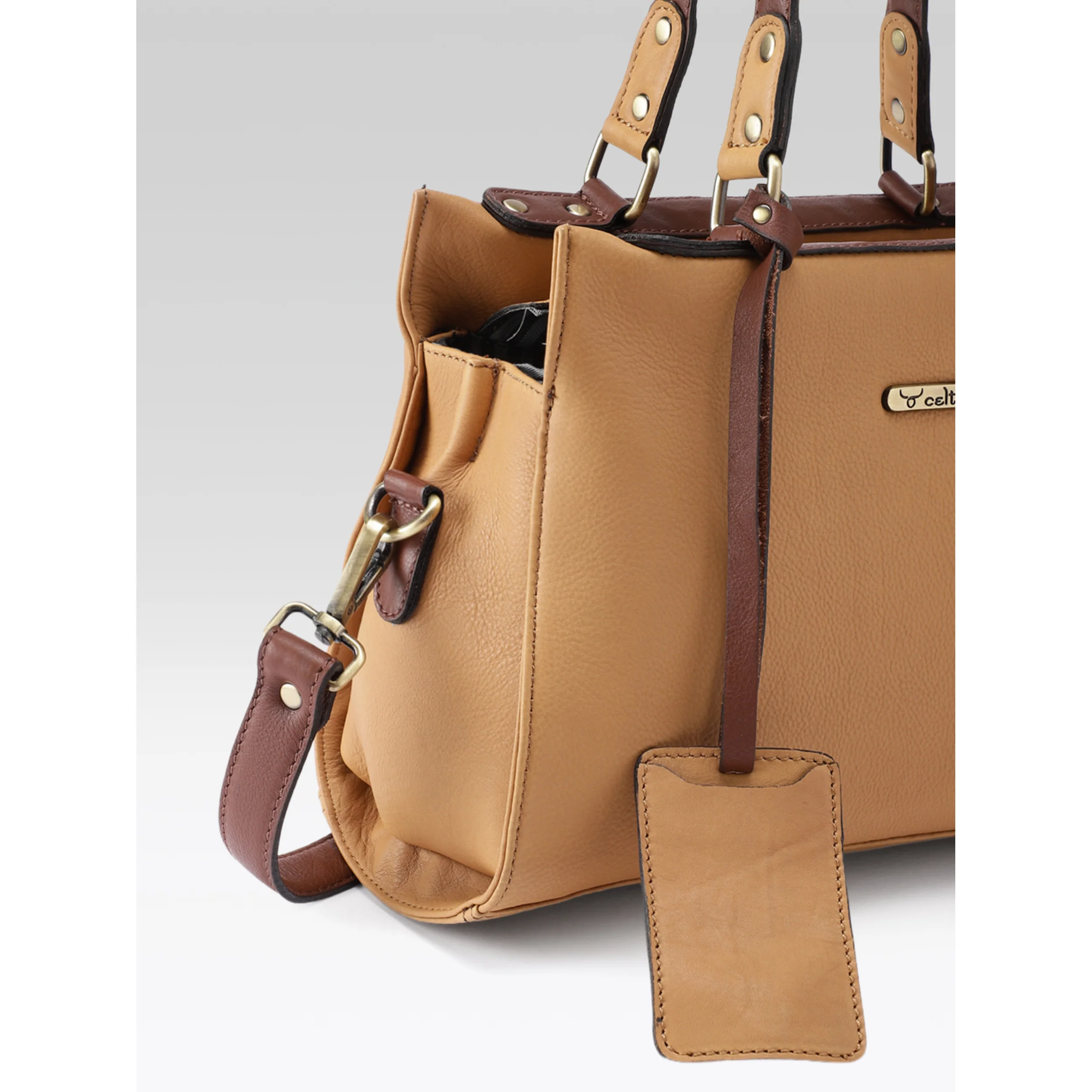 Premium Genuine Textured  leather Handbag with inner pockets - Image 8
