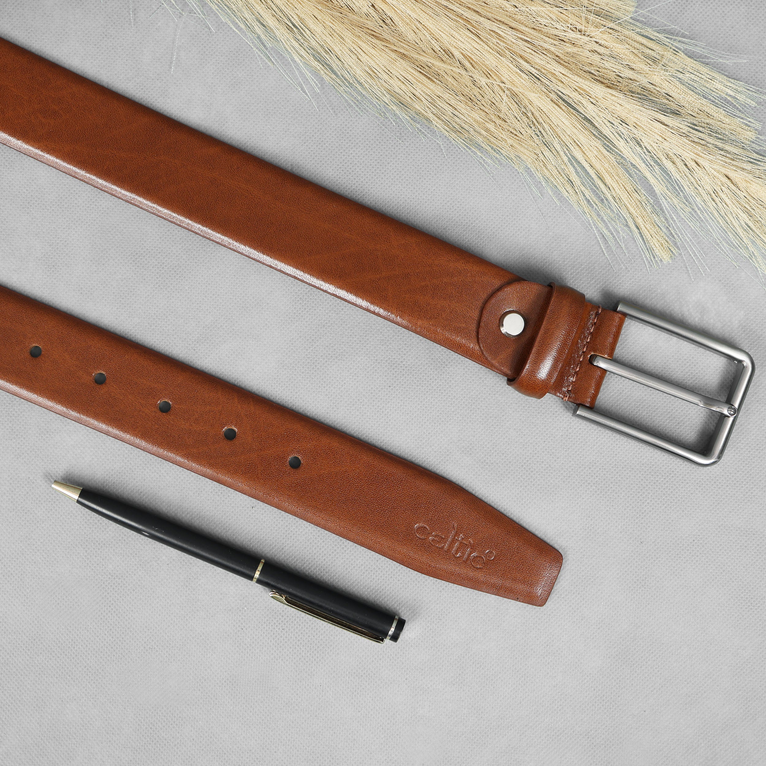Unisex Genuine Leather Brown Waist Accessory Durable Metal Buckle Formal Casual Wear - Image 7