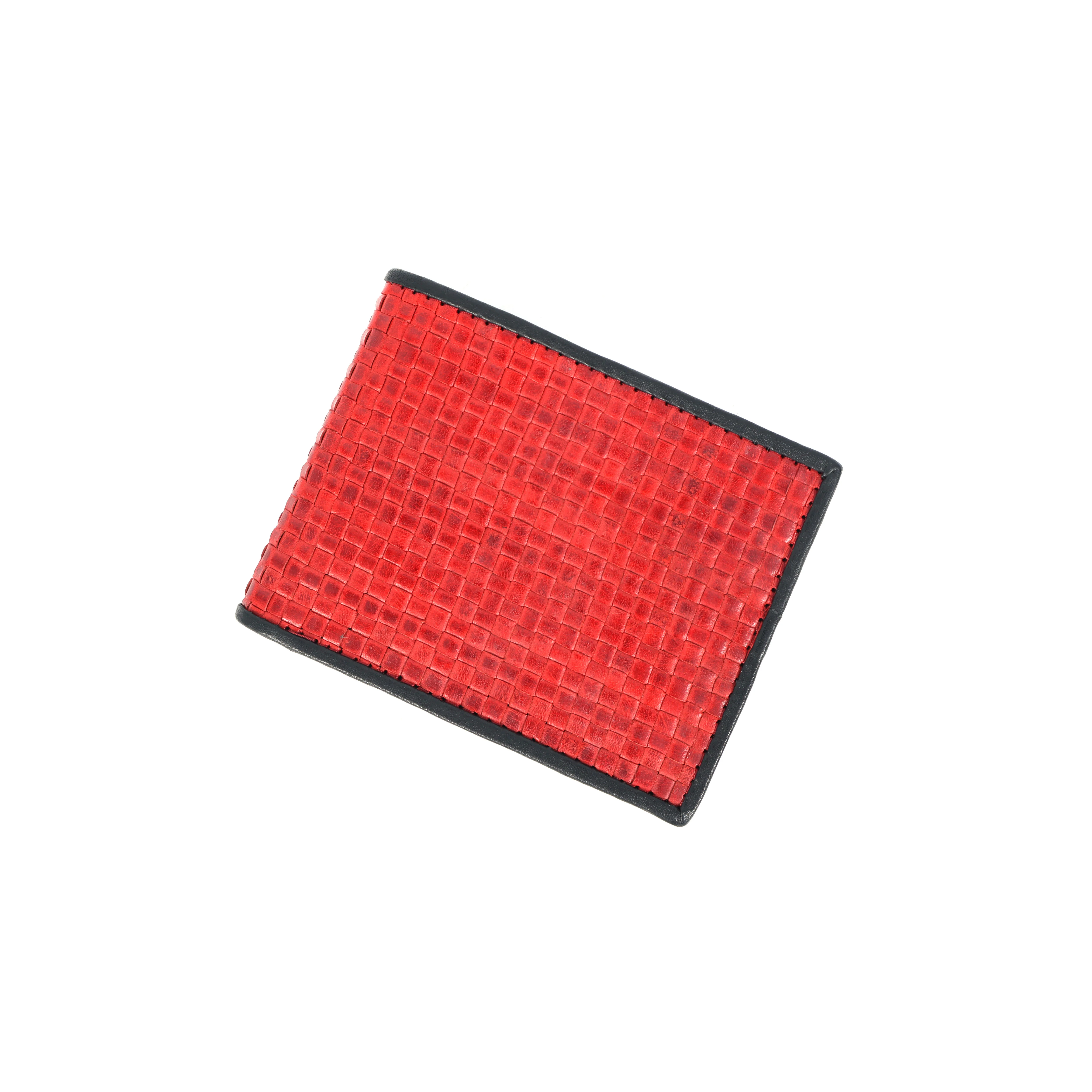 Celtic Handwoven Genuine Leather Bi-Fold Wallet Red & Black - Image 3