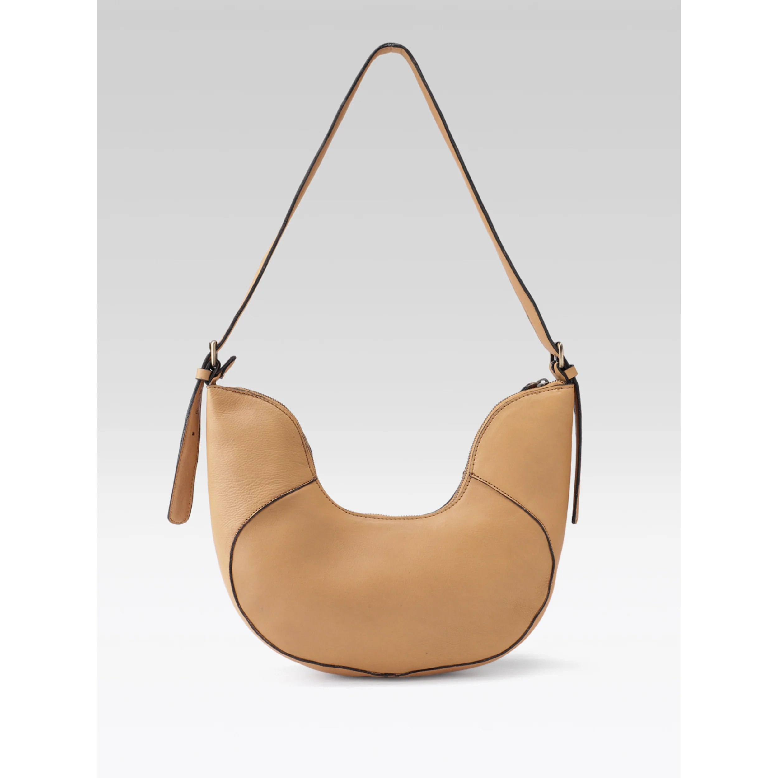 Premium Genuine Leather Hobo Shoulder Bag with Adjustable Strap & Zip Closure - Image 10