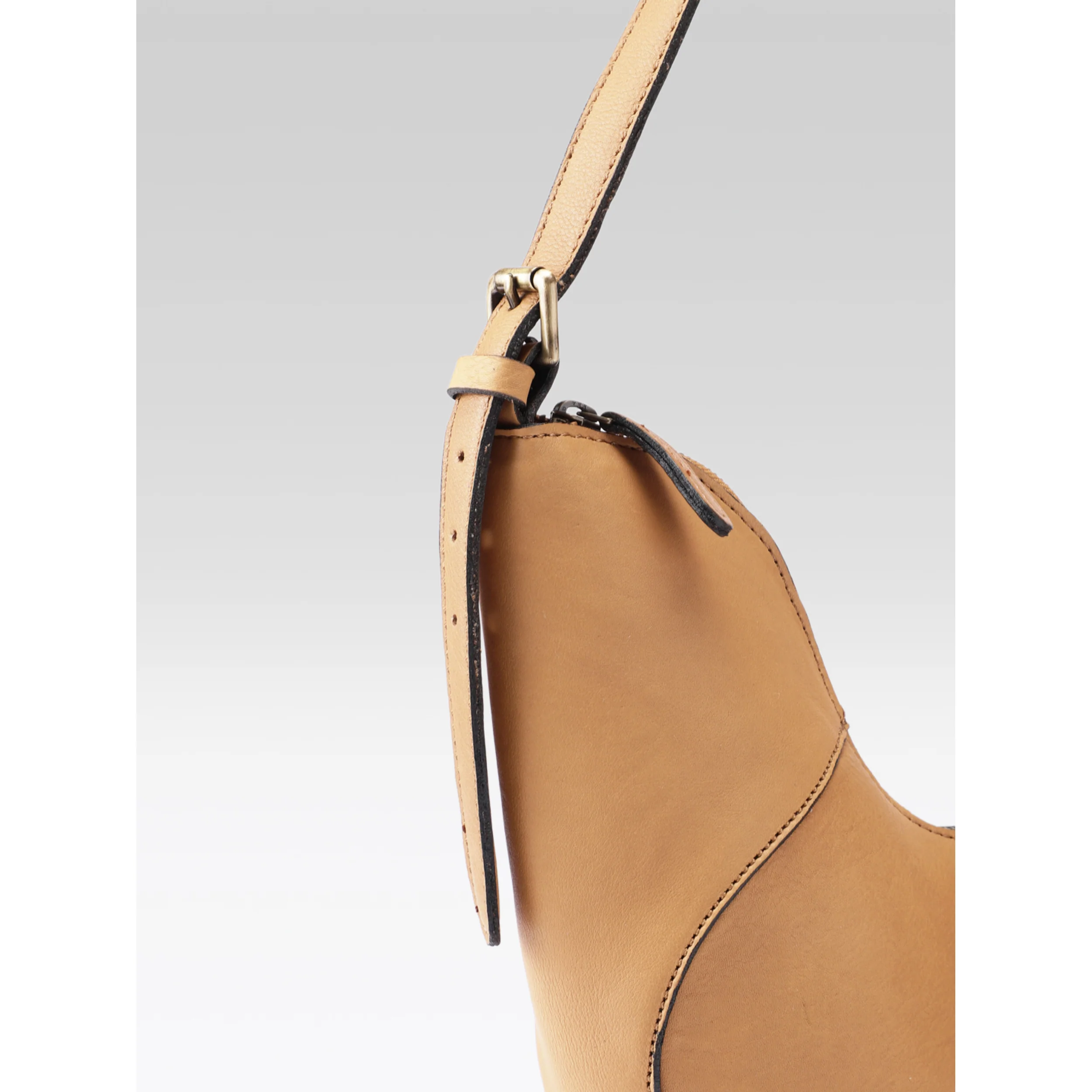 Premium Genuine Leather Hobo Shoulder Bag with Adjustable Strap & Zip Closure - Image 13