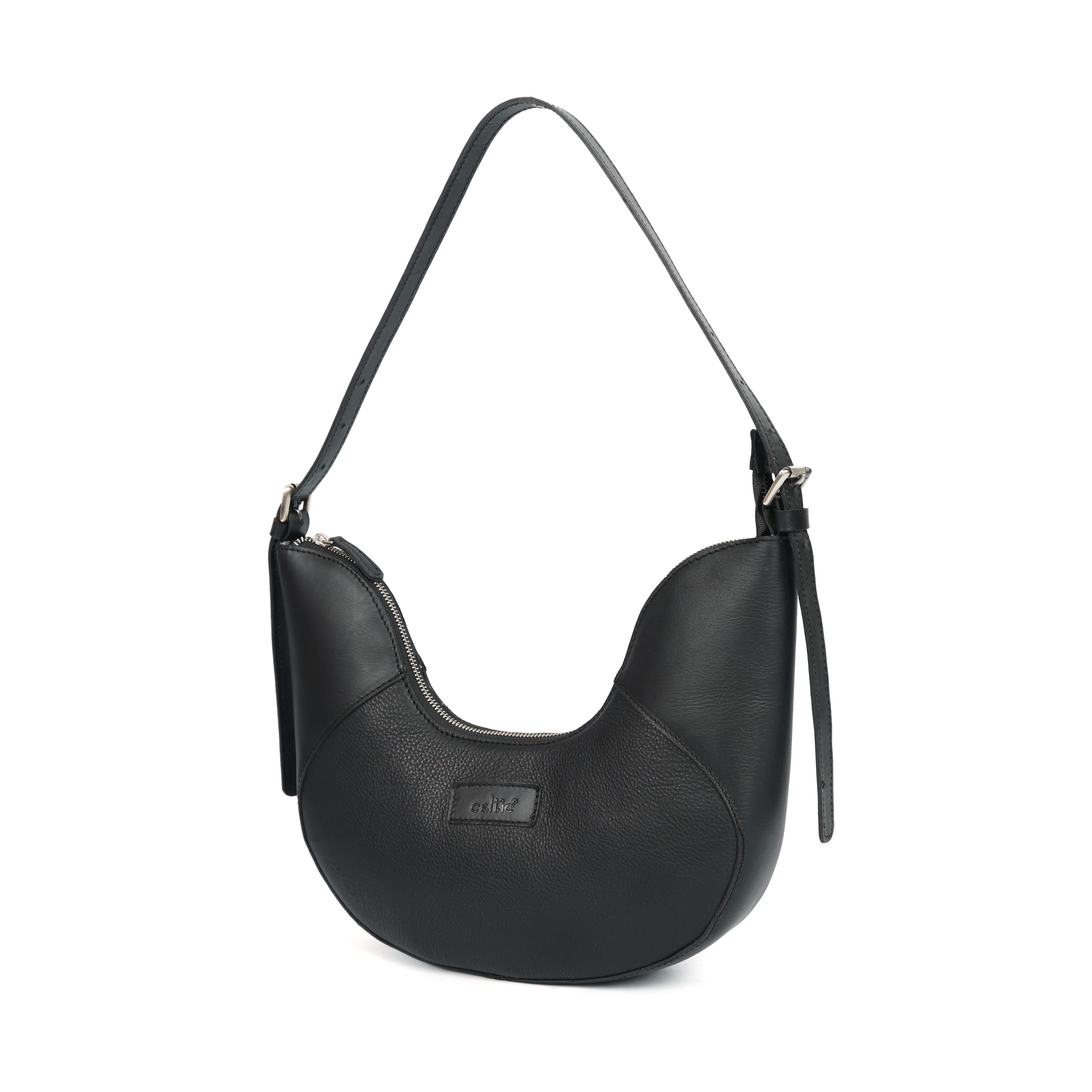 Premium Genuine Leather Hobo Shoulder Bag with Adjustable Strap & Zip Closure - Image 3