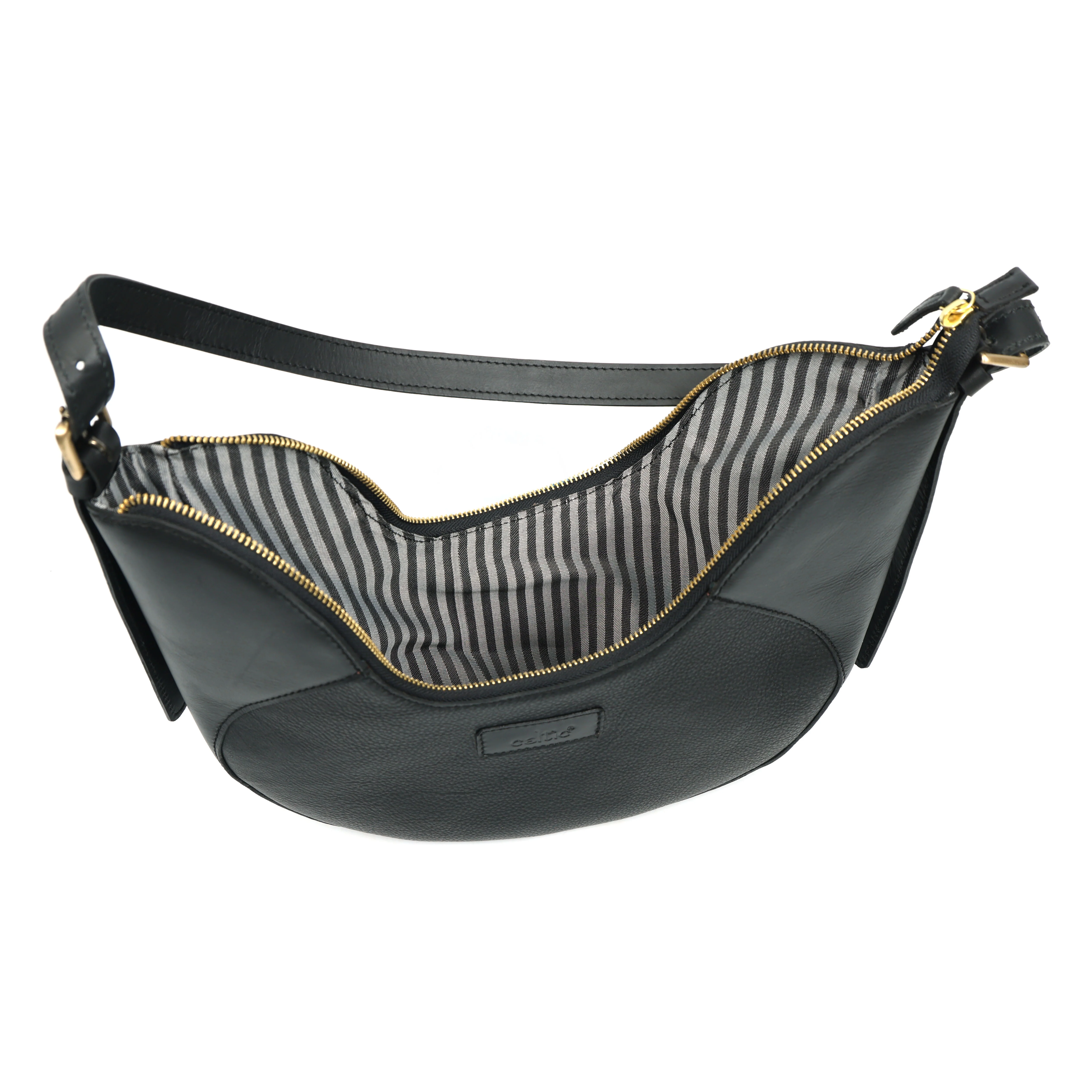 Premium Genuine Leather Hobo Shoulder Bag with Adjustable Strap & Zip Closure - Image 5