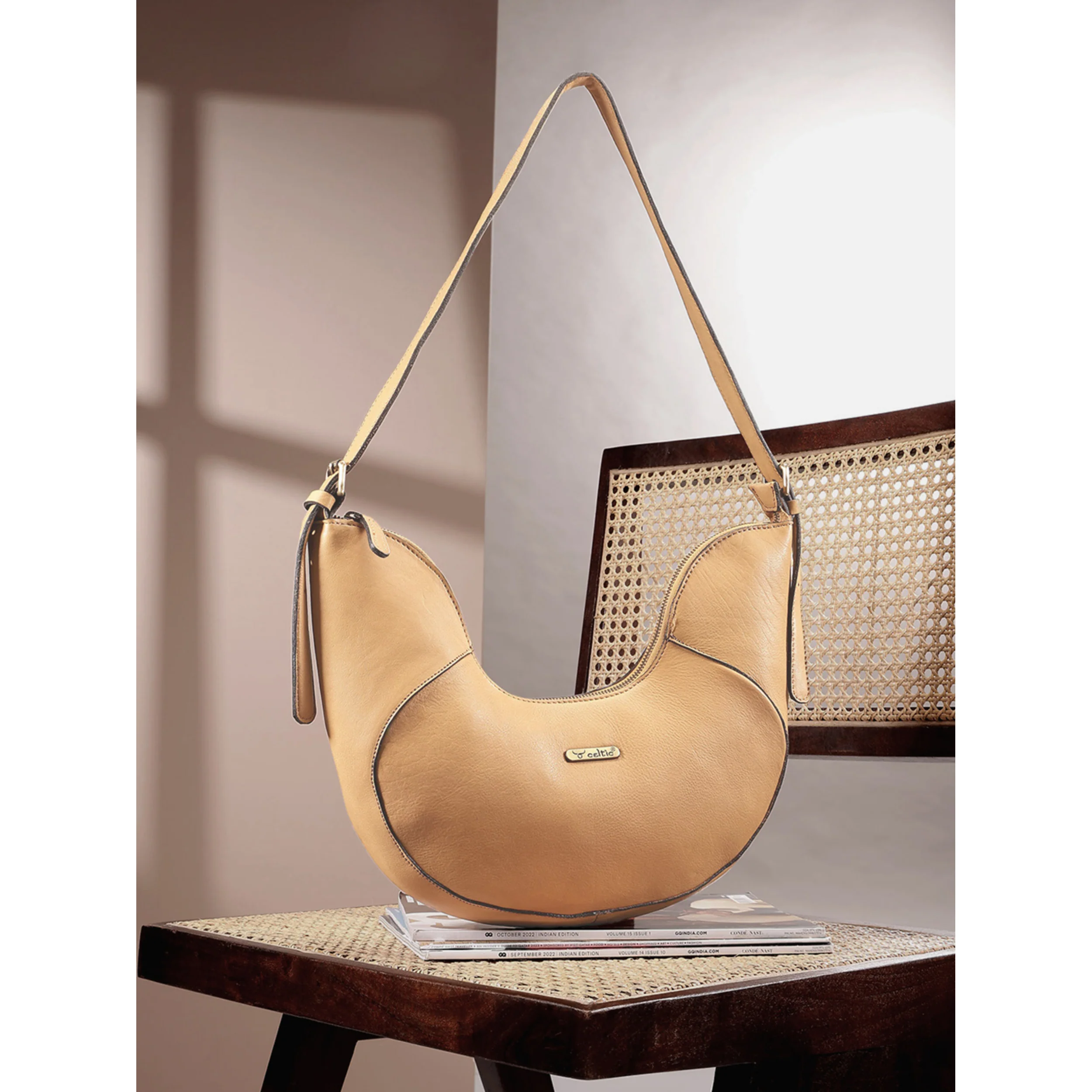 Premium Genuine Leather Hobo Shoulder Bag with Adjustable Strap & Zip Closure - Image 7