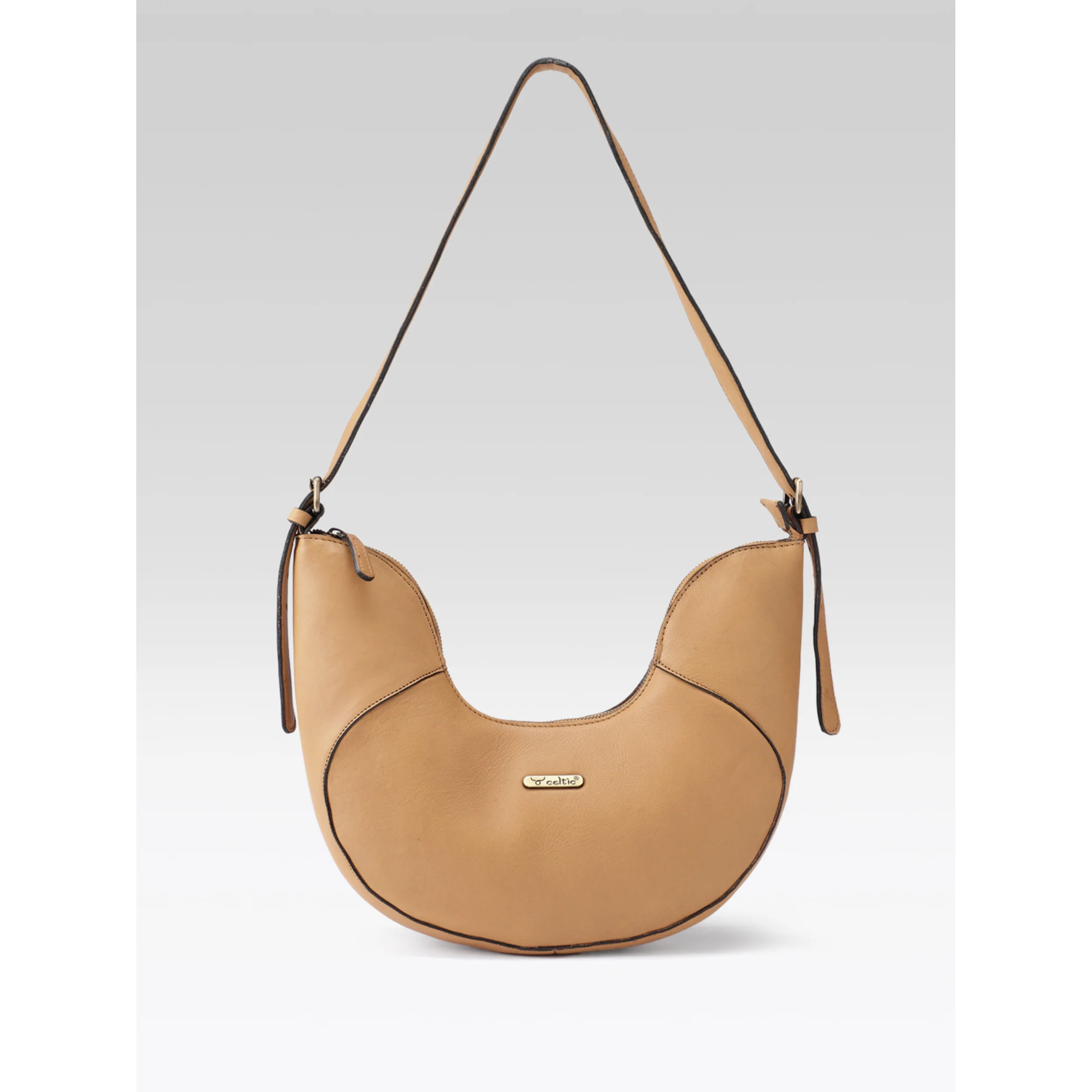 Premium Genuine Leather Hobo Shoulder Bag with Adjustable Strap & Zip Closure - Image 8