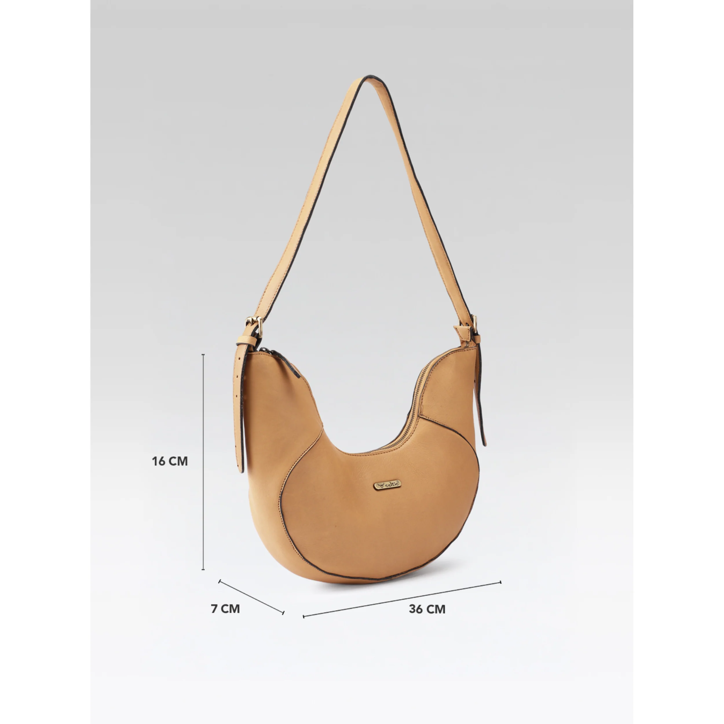 Premium Genuine Leather Hobo Shoulder Bag with Adjustable Strap & Zip Closure - Image 9