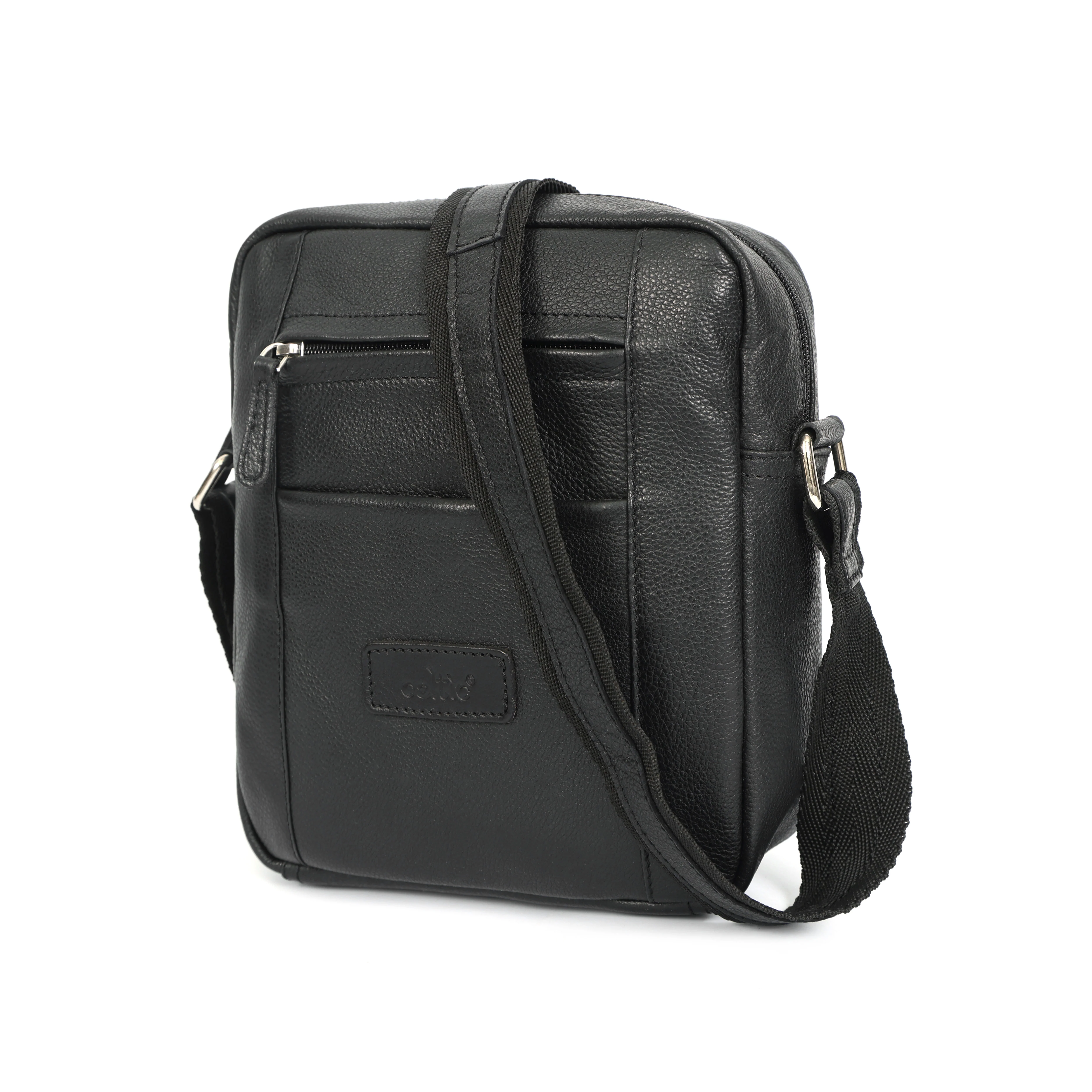 Premium Genuine Leather Crossbody Bag with Adjustable Strap & Multiple Zip Pockets - Image 2