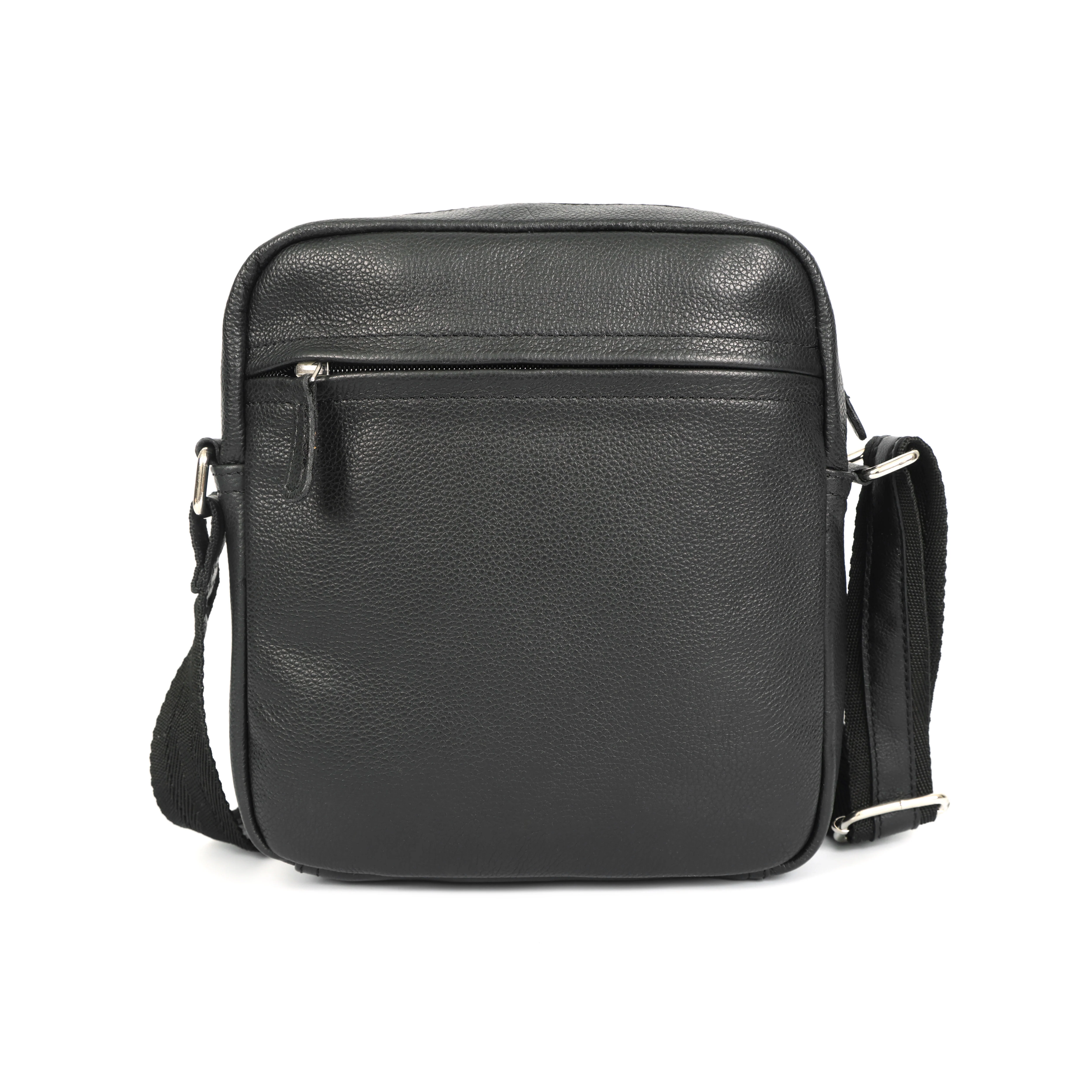 Premium Genuine Leather Crossbody Bag with Adjustable Strap & Multiple Zip Pockets - Image 4