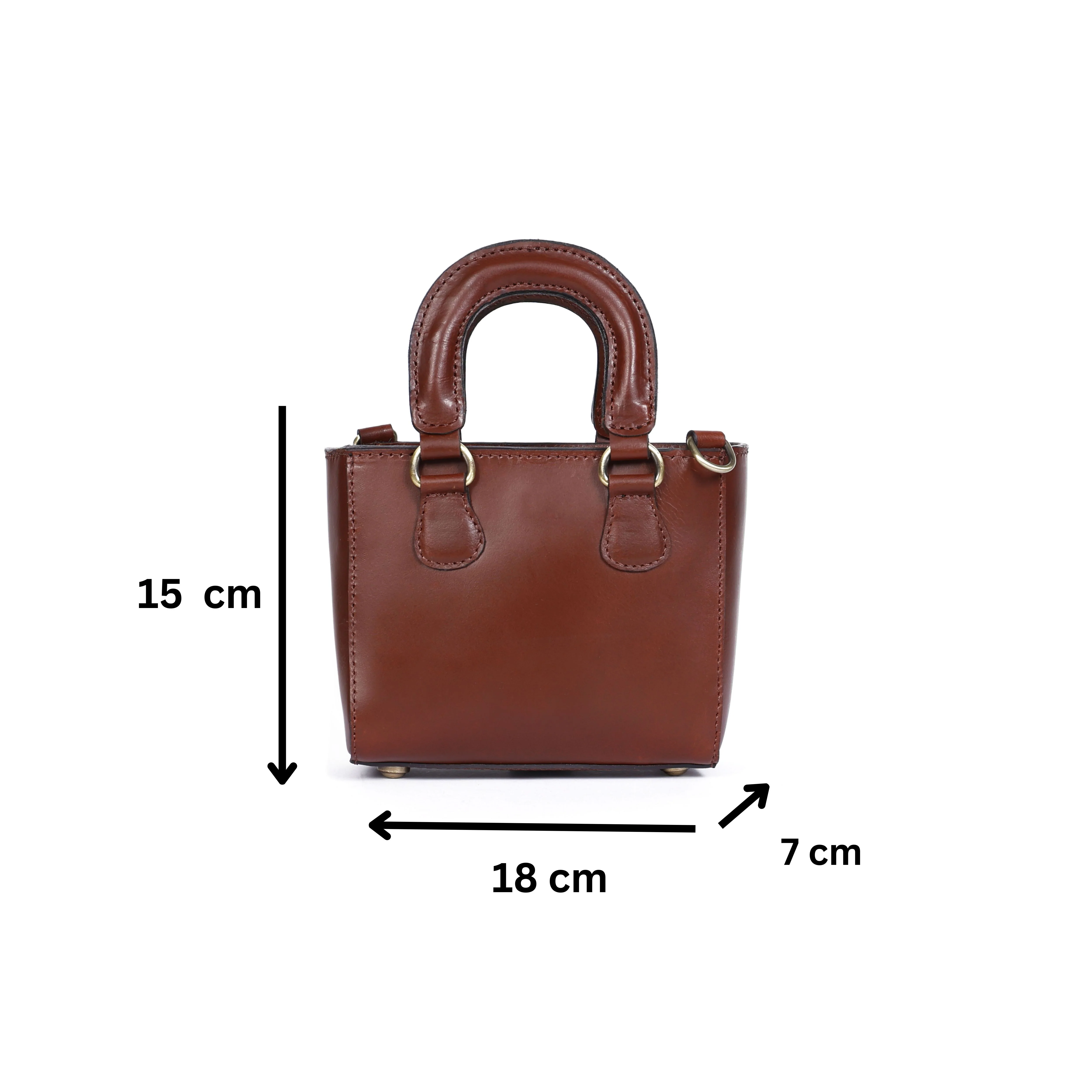Premium Smooth Leather Mini Handbag with Top Handle & Adjustable Shoulder Strap - Image 10