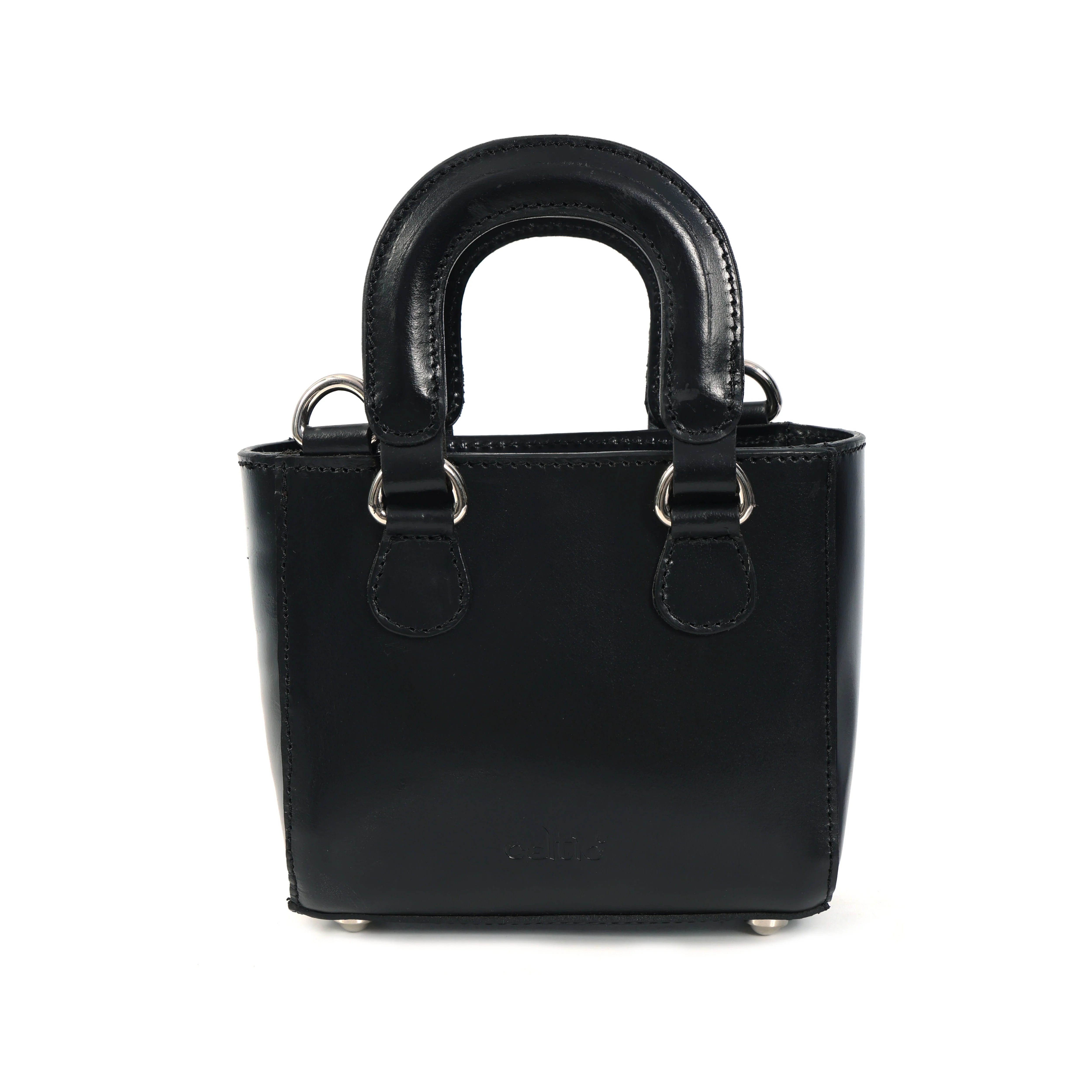 Premium Smooth Leather Mini Handbag with Top Handle & Adjustable Shoulder Strap - Image 11