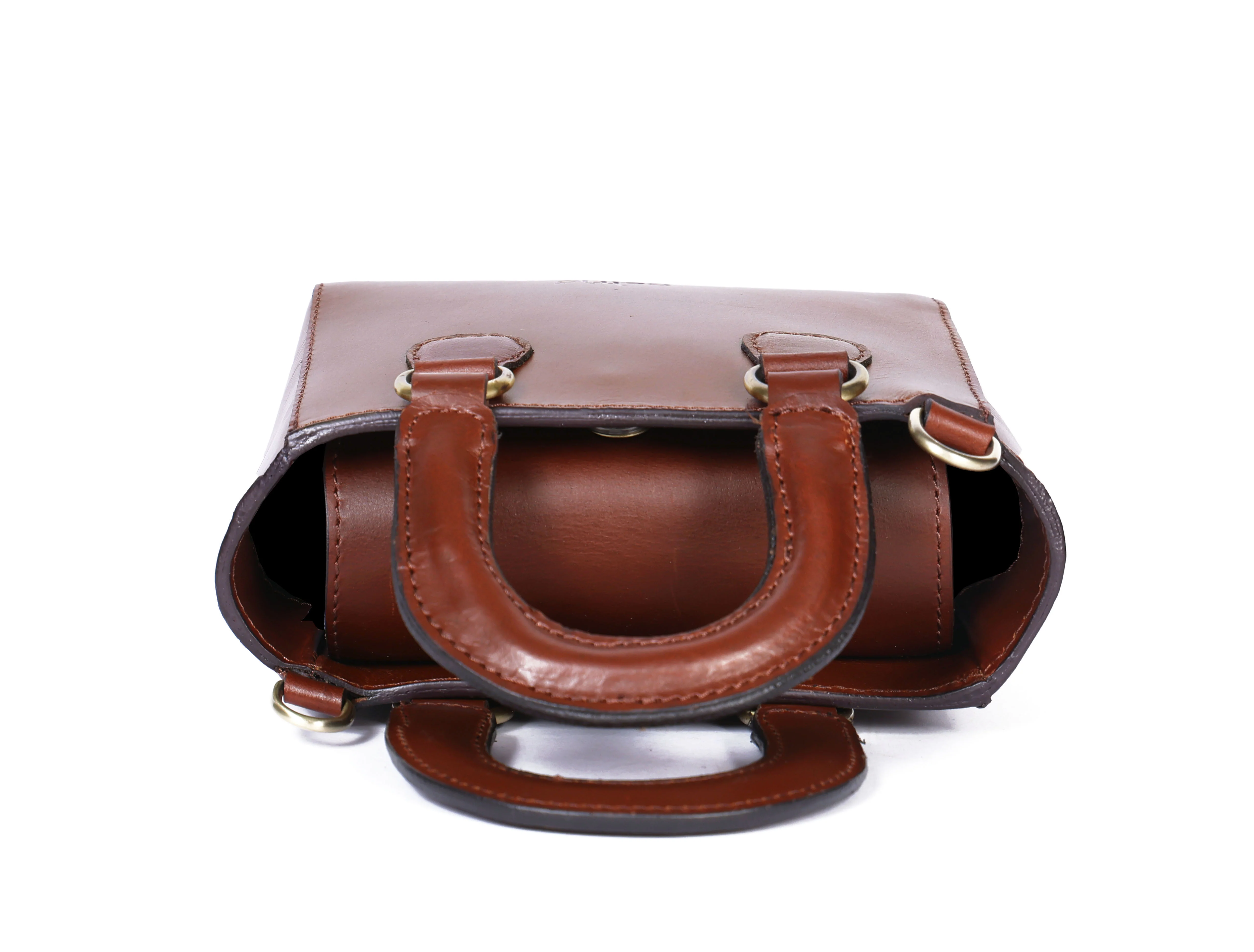 Premium Smooth Leather Mini Handbag with Top Handle & Adjustable Shoulder Strap - Image 19