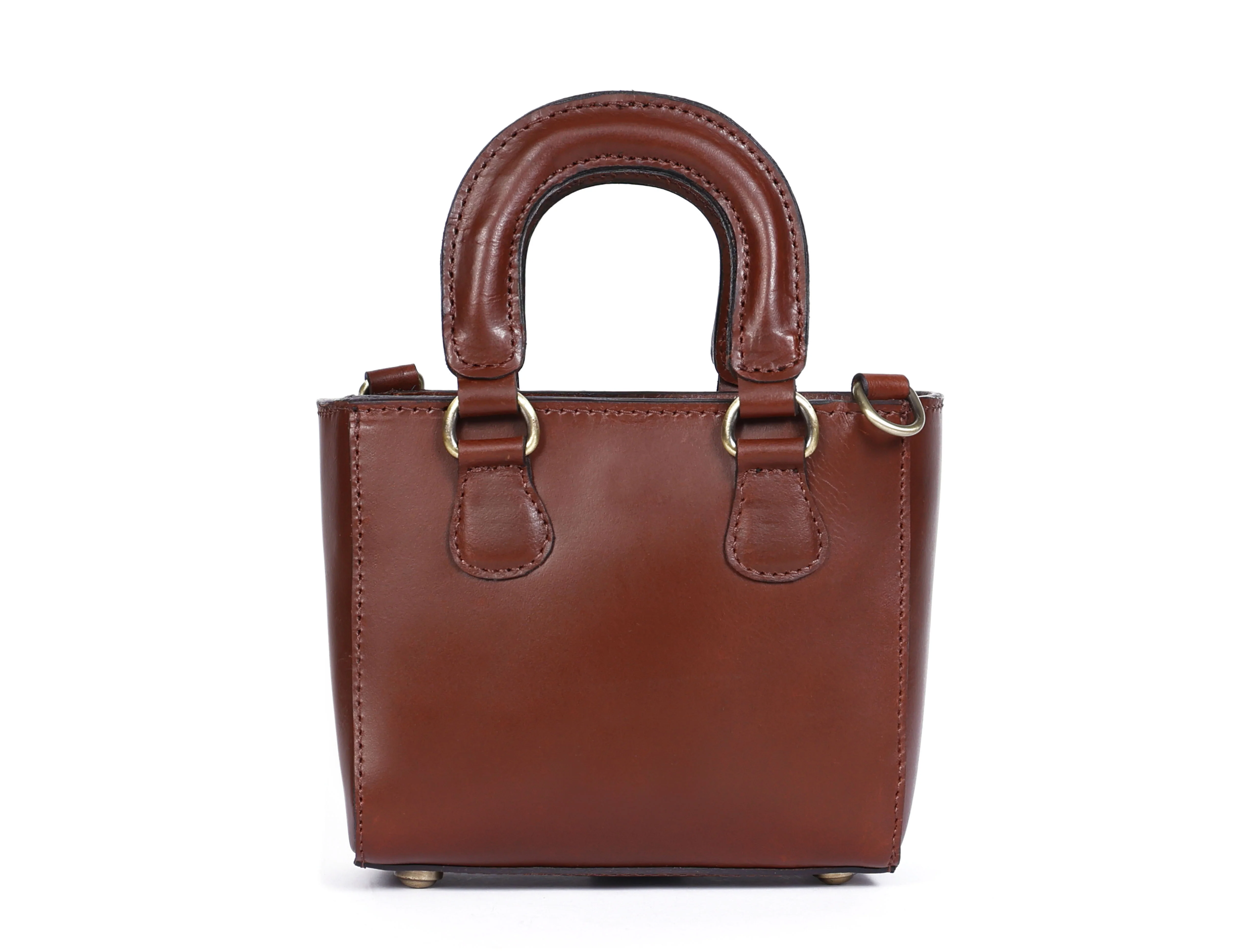 Premium Smooth Leather Mini Handbag with Top Handle & Adjustable Shoulder Strap - Image 21