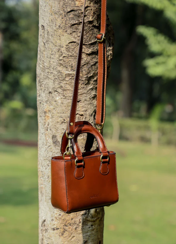 Premium Smooth Leather Mini Handbag with Top Handle & Adjustable Shoulder Strap - Image 5