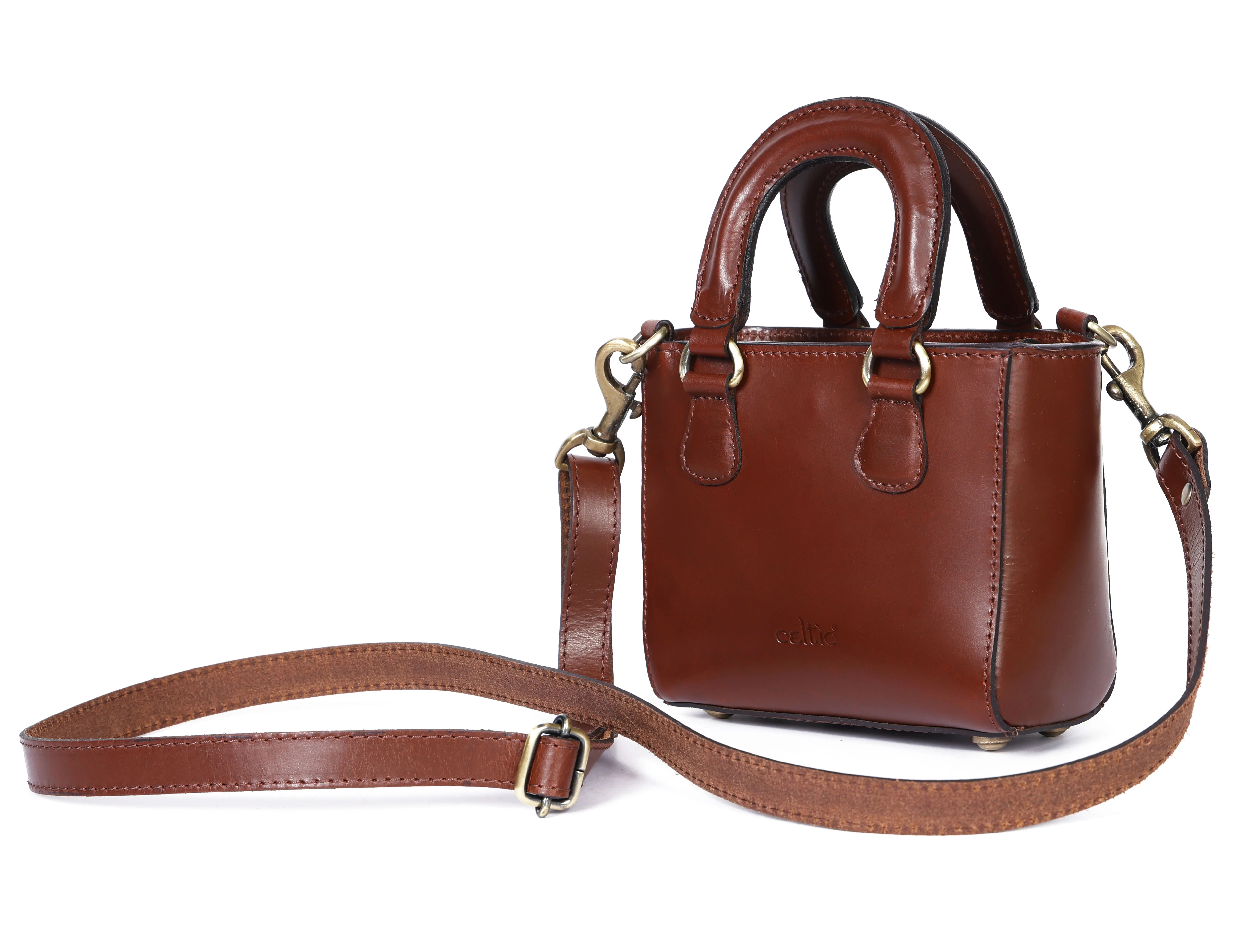 Premium Smooth Leather Mini Handbag with Top Handle & Adjustable Shoulder Strap - Image 7