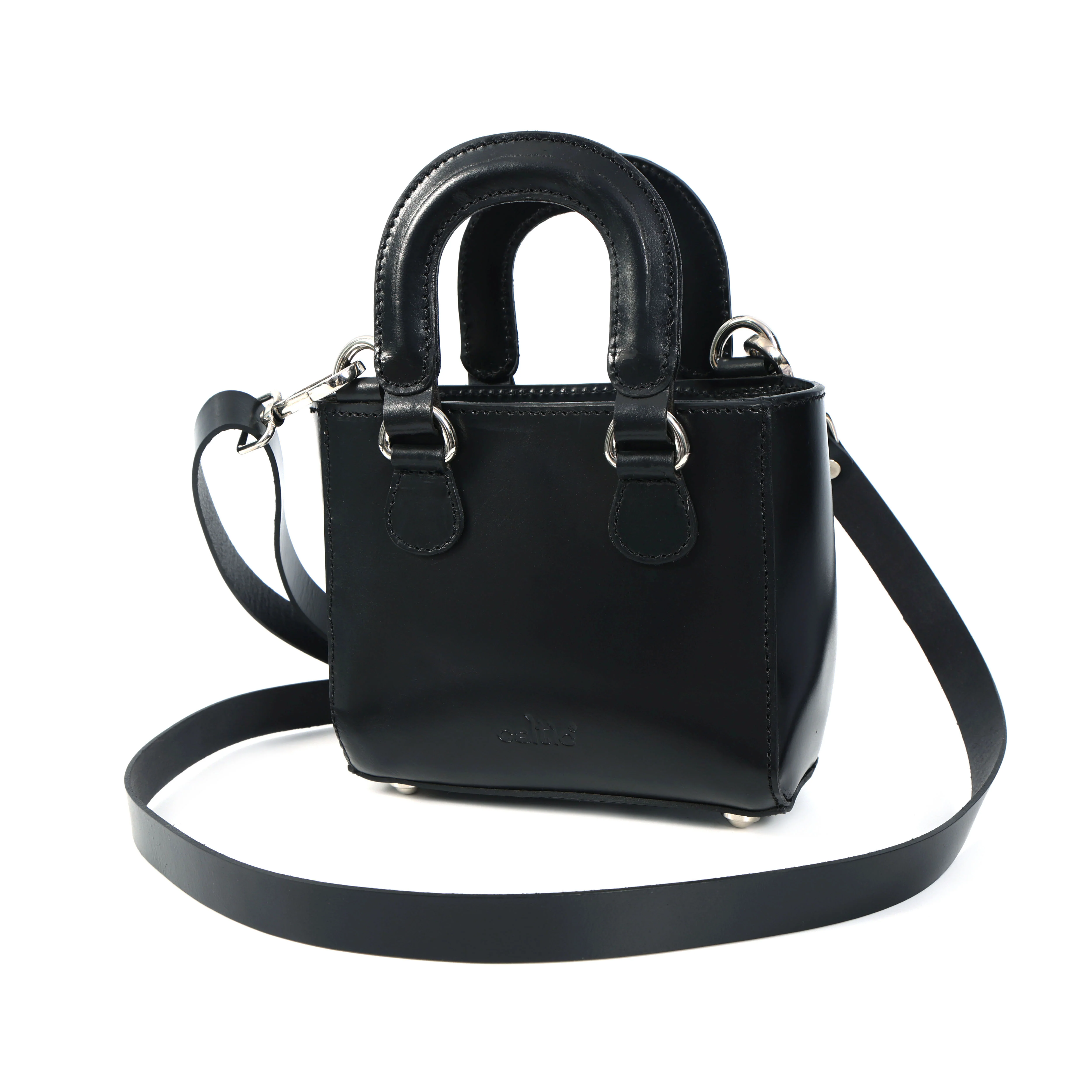 Premium Smooth Leather Mini Handbag with Top Handle & Adjustable Shoulder Strap - Image 8