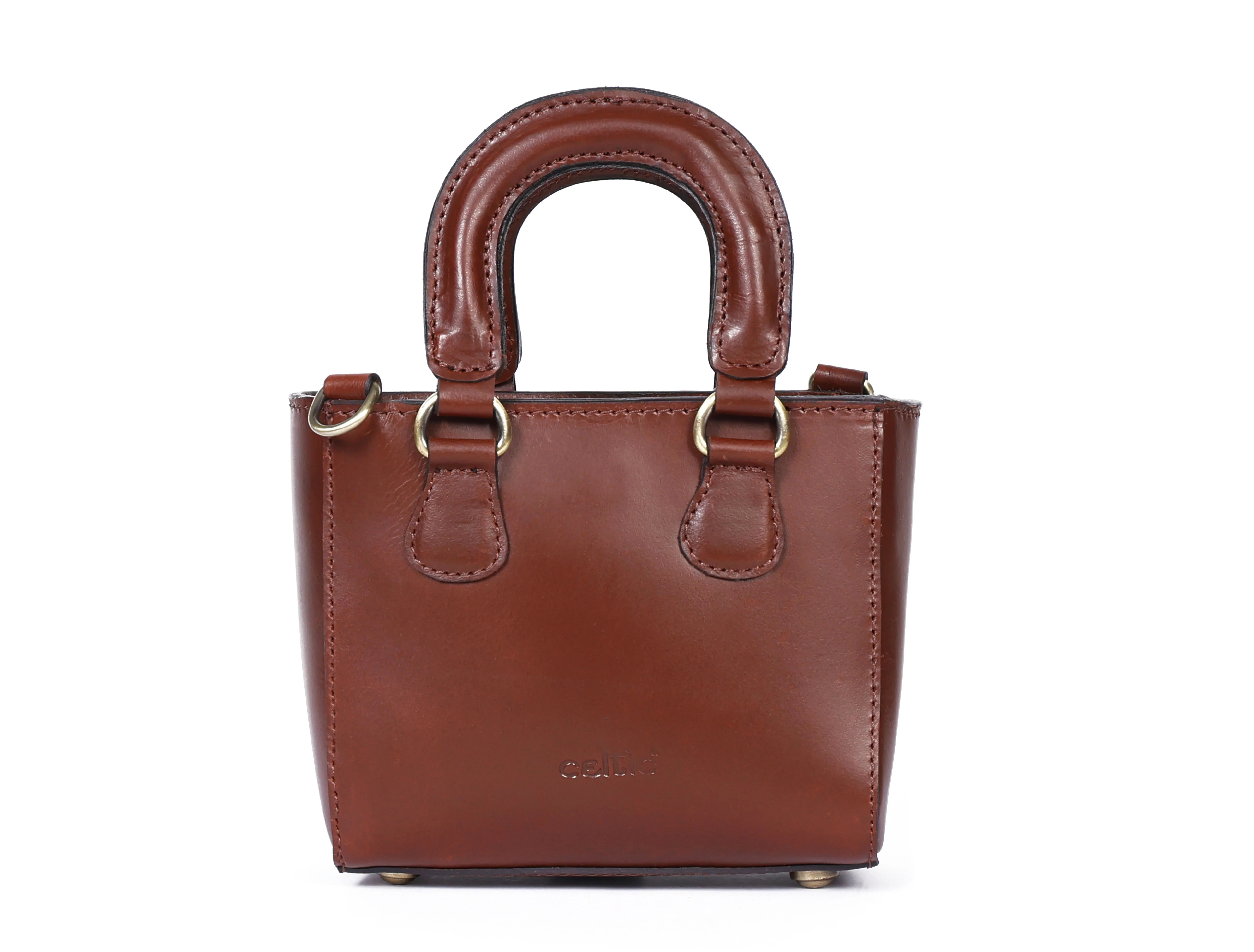 Premium Smooth Leather Mini Handbag with Top Handle & Adjustable Shoulder Strap - Image 9