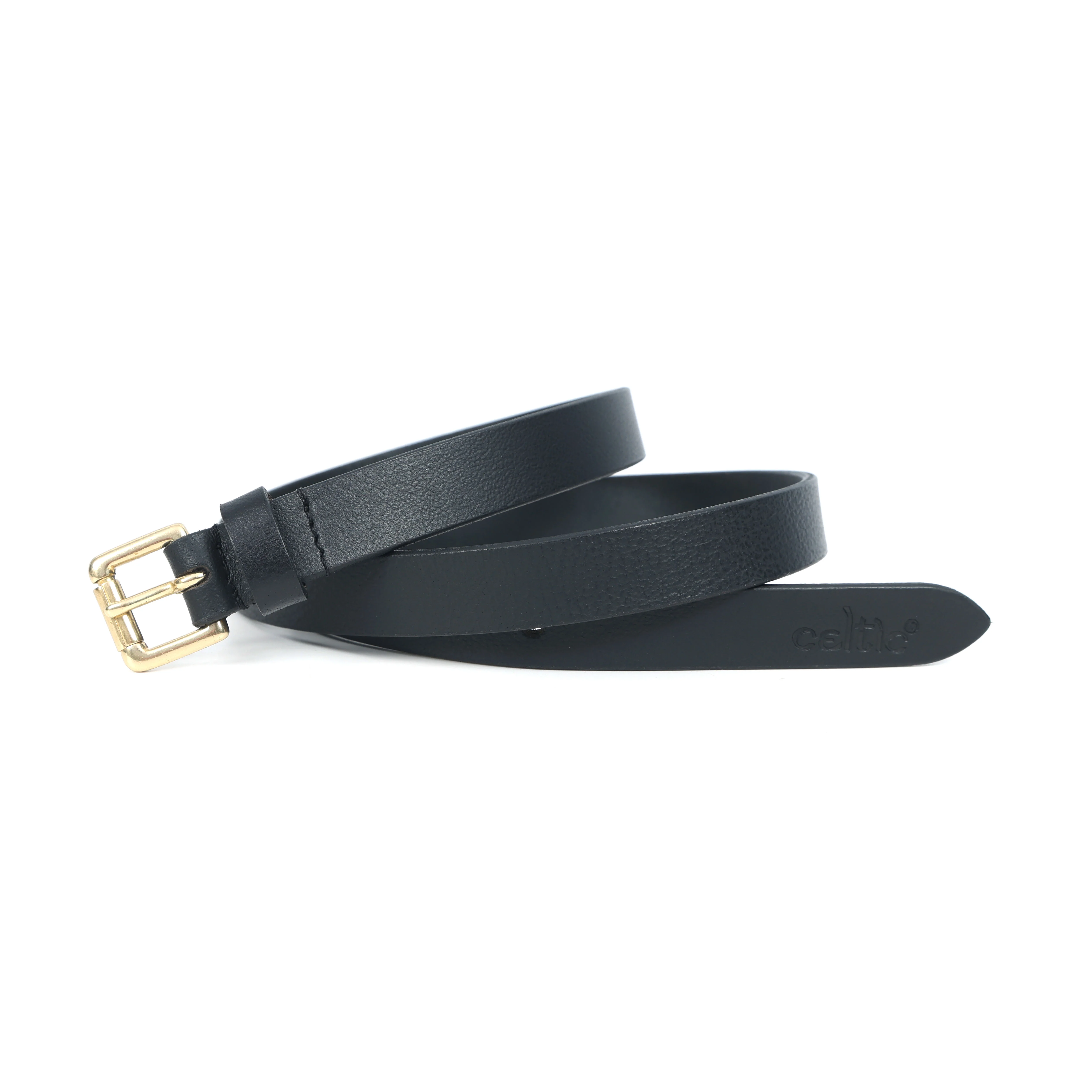 Women Genuine Leather Black Waist Accessory Brass Buckle Casual Formal - Image 2