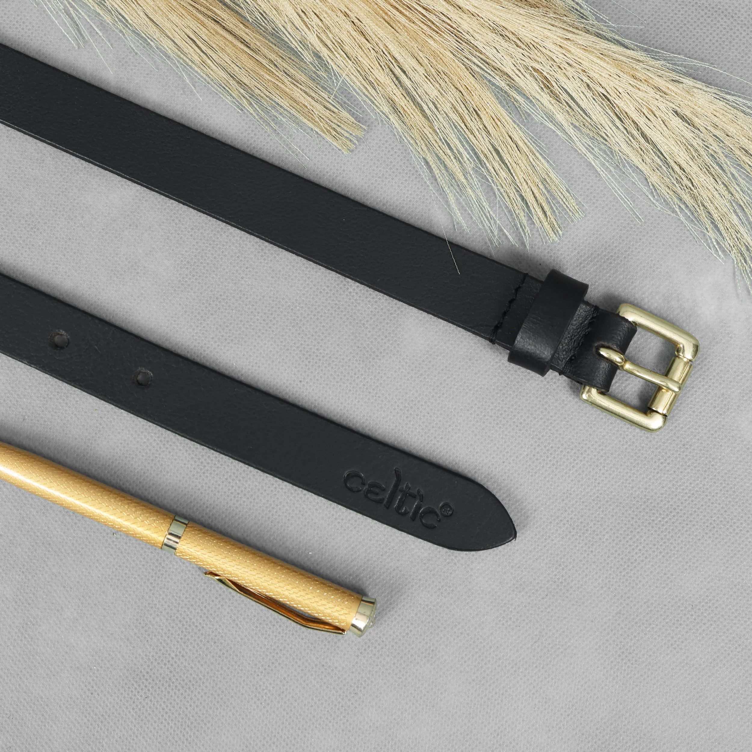 Women Genuine Leather Black Waist Accessory Brass Buckle Casual Formal - Image 6